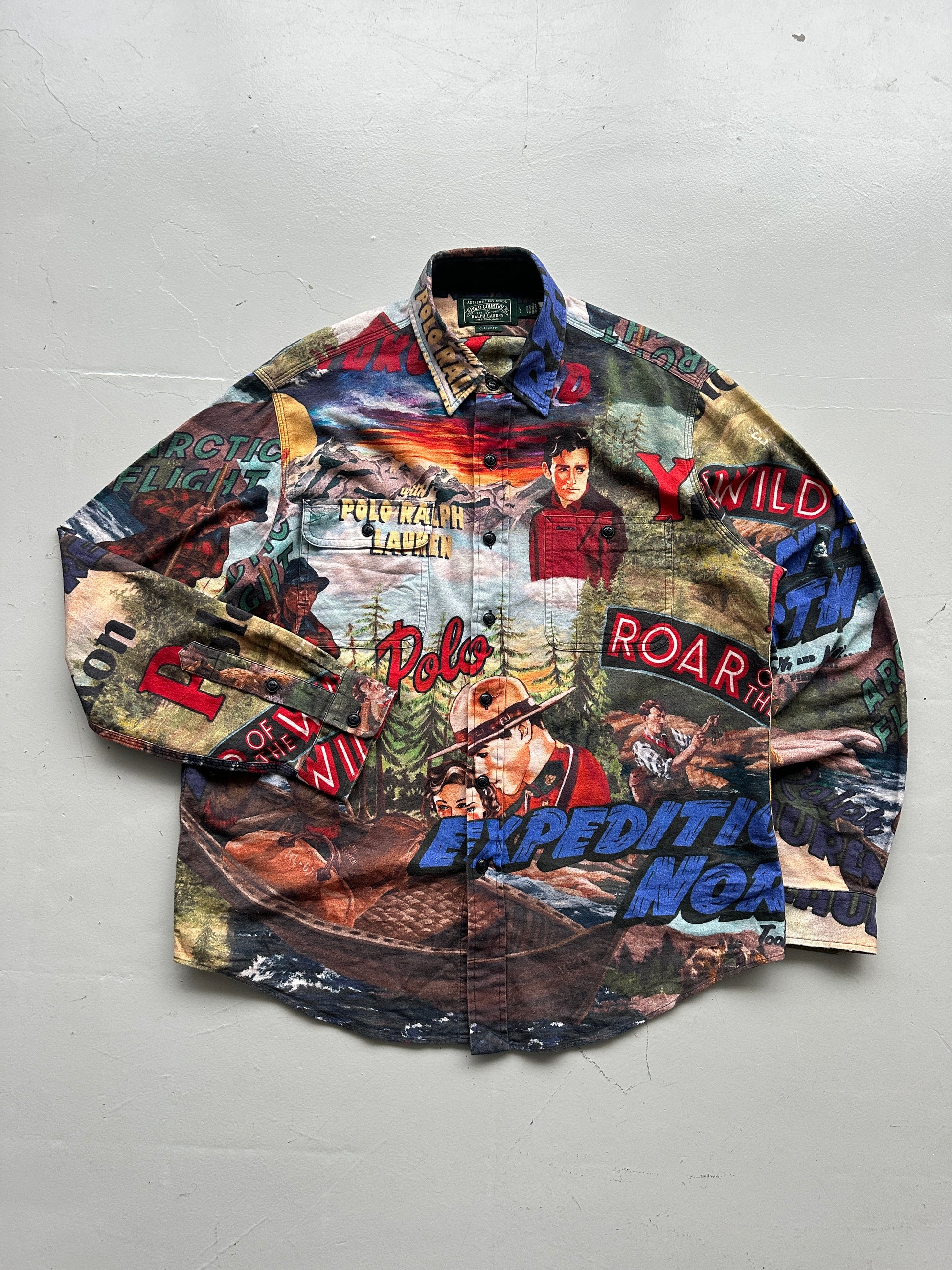 Ralph Lauren Polo Country Expedition All Over Print Graphic Shirt - Large