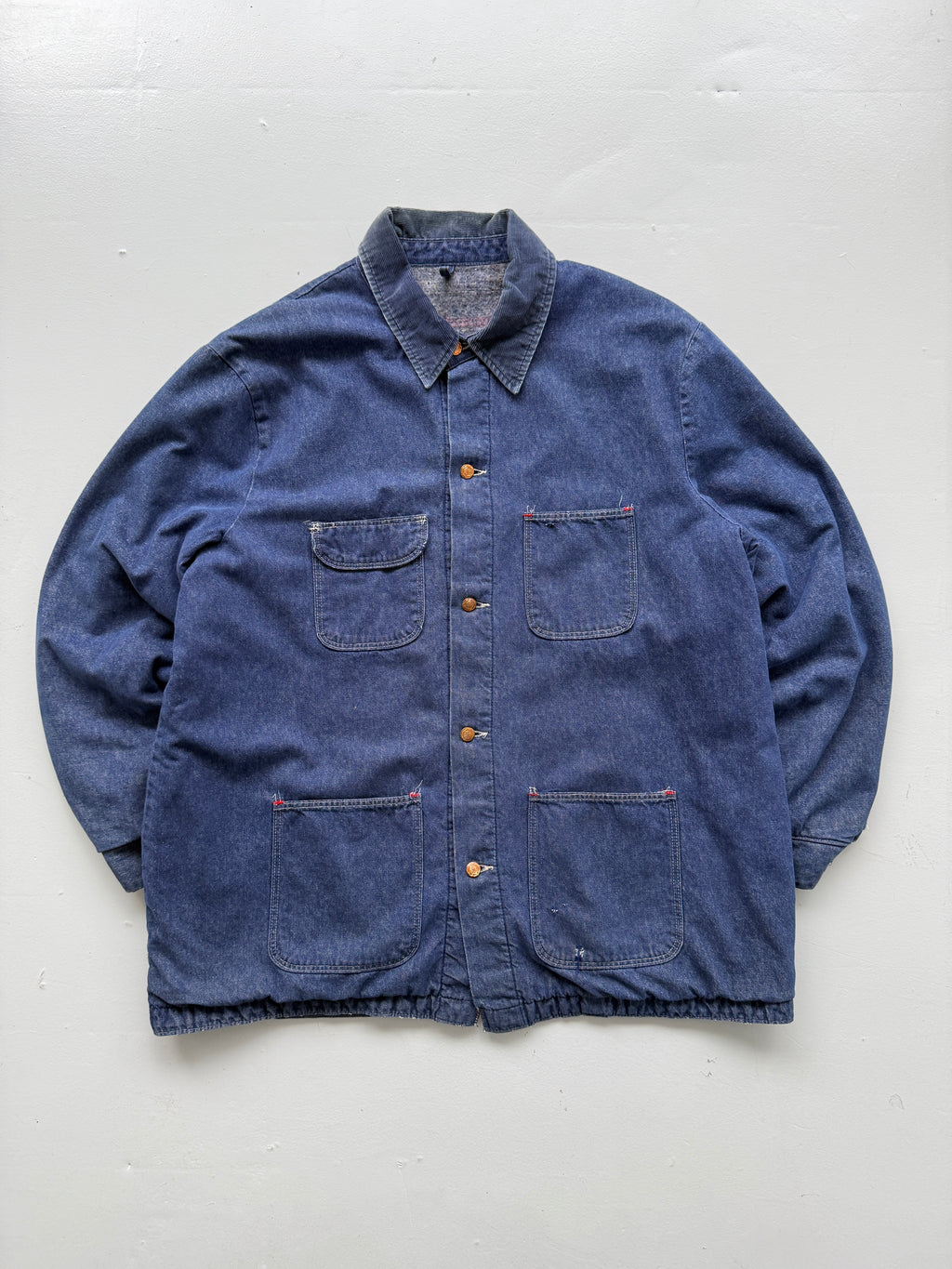 Blue Flannel Lined Denim 70's Vintage Chore Jacket - 2XL