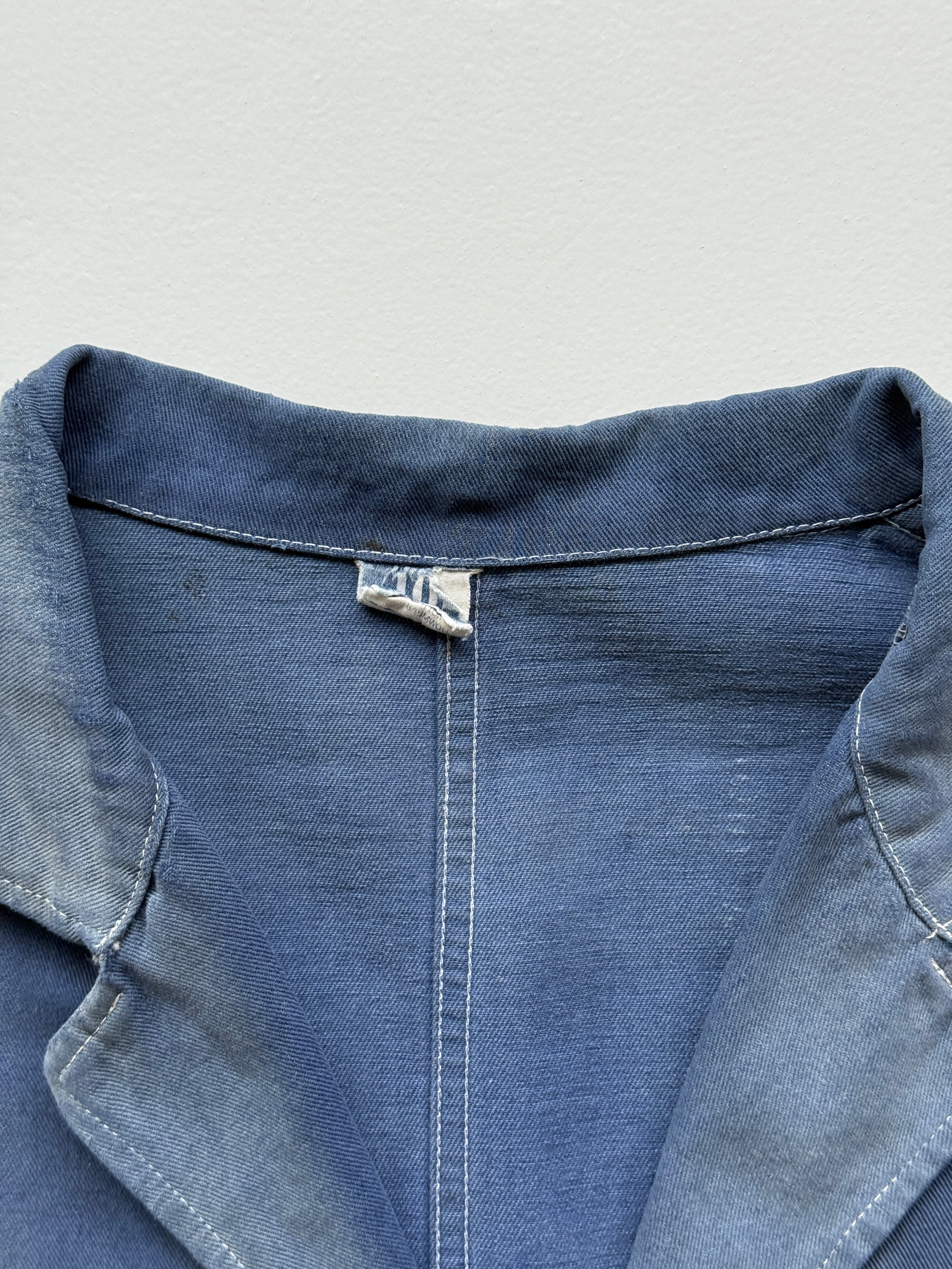 Thrashed Blue Chore Jacket 70's Vintage French Workwear CH145 - XL