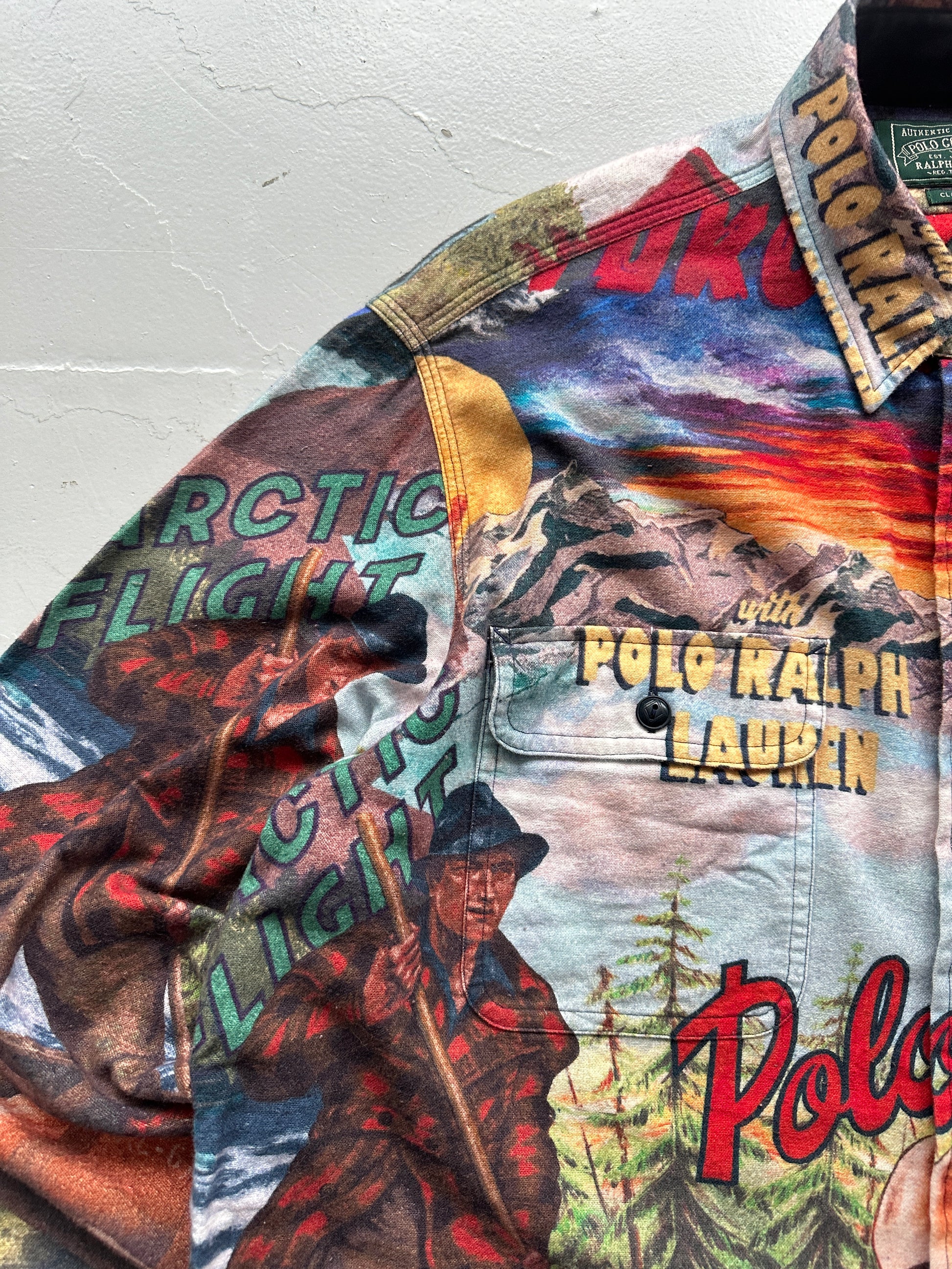 Ralph Lauren Polo Country Expedition All Over Print Graphic Shirt - Large