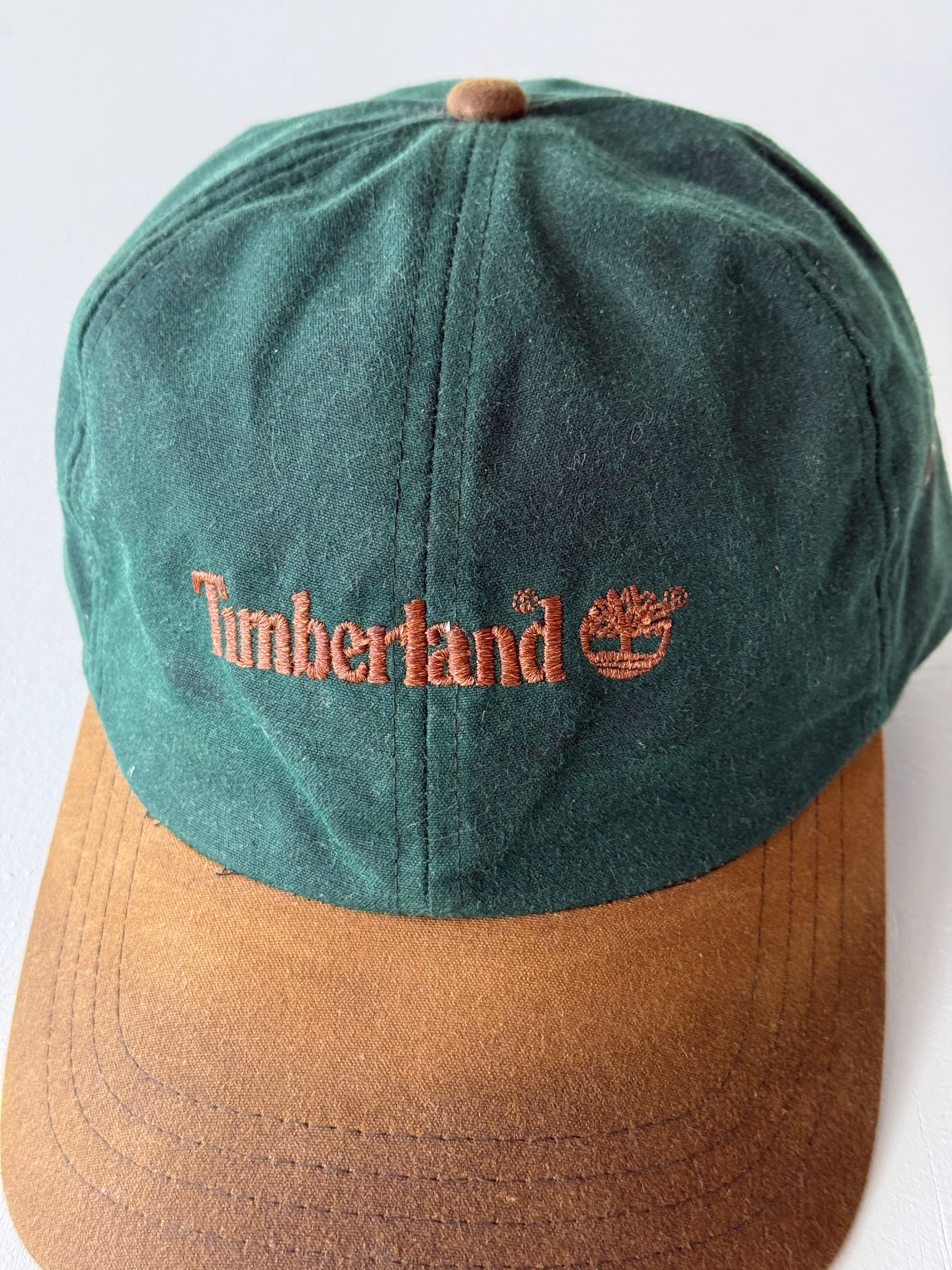 Green / Tan Timberland Weathergear 90's Waxed Vintage Strapback Cap