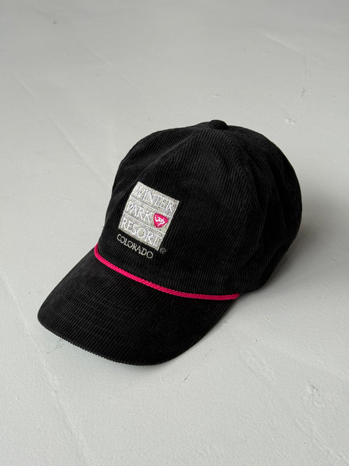 Black Winter Park Resort Colorado Vintage Corduroy SnapBack Trucker Cap