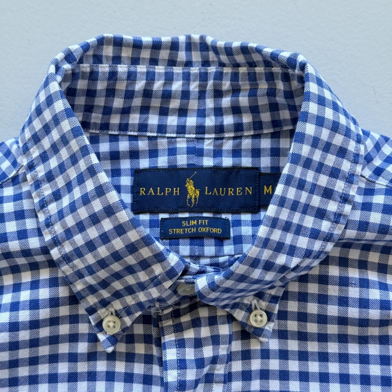 Blue / White Chequered Ralph Lauren 00's Oxford Shirt - Medium