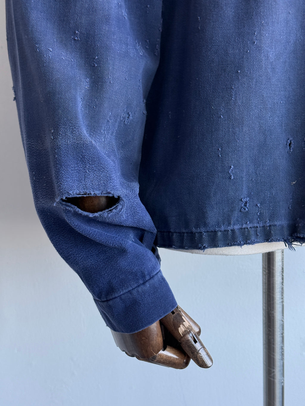 Thrashed Blue French 1970s Vintage Workwear Chore Jacket CH456 - Small