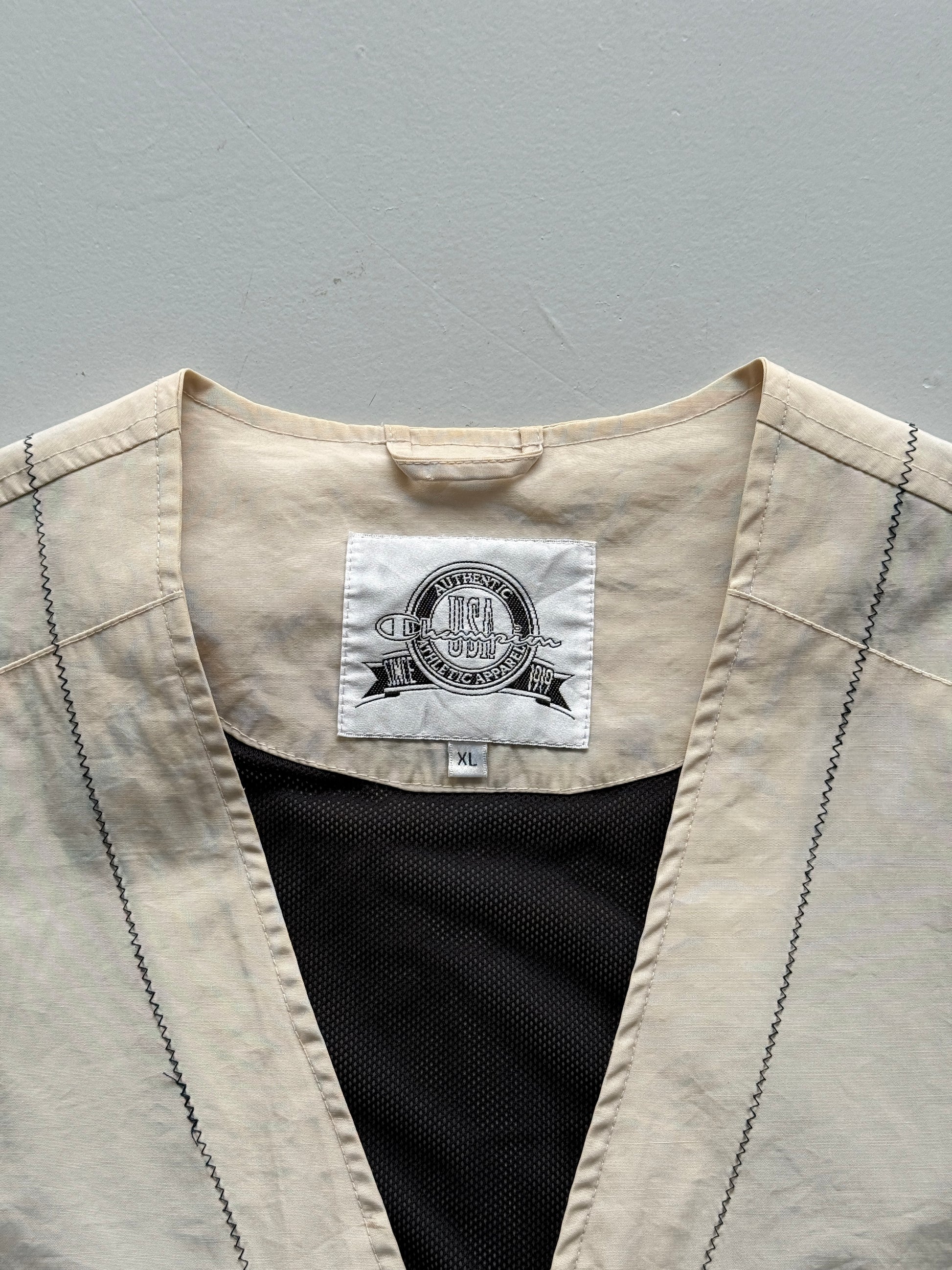 Cream Champion 90's Vintage Utility Vest Gillet - XL