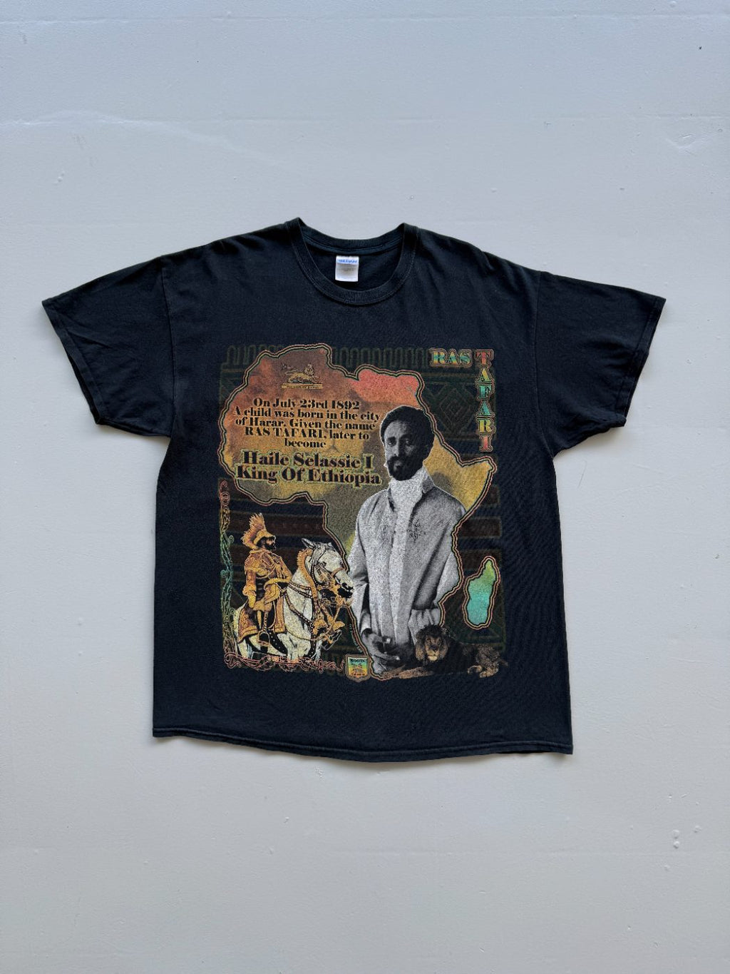 Gildan Haile Selassie I Rastafari 00's Vintage T-Shirt - XL