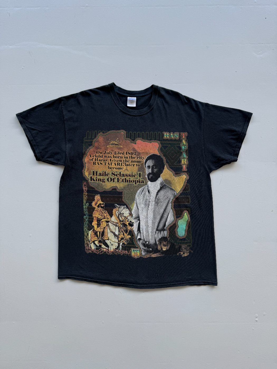Gildan Haile Selassie I Rastafari 00's Vintage T-Shirt - XL