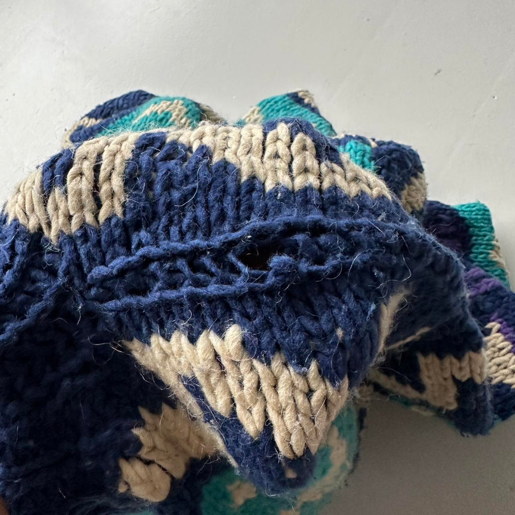 Blue Ecuadorian 80s Chunky Knit Jumper - Large