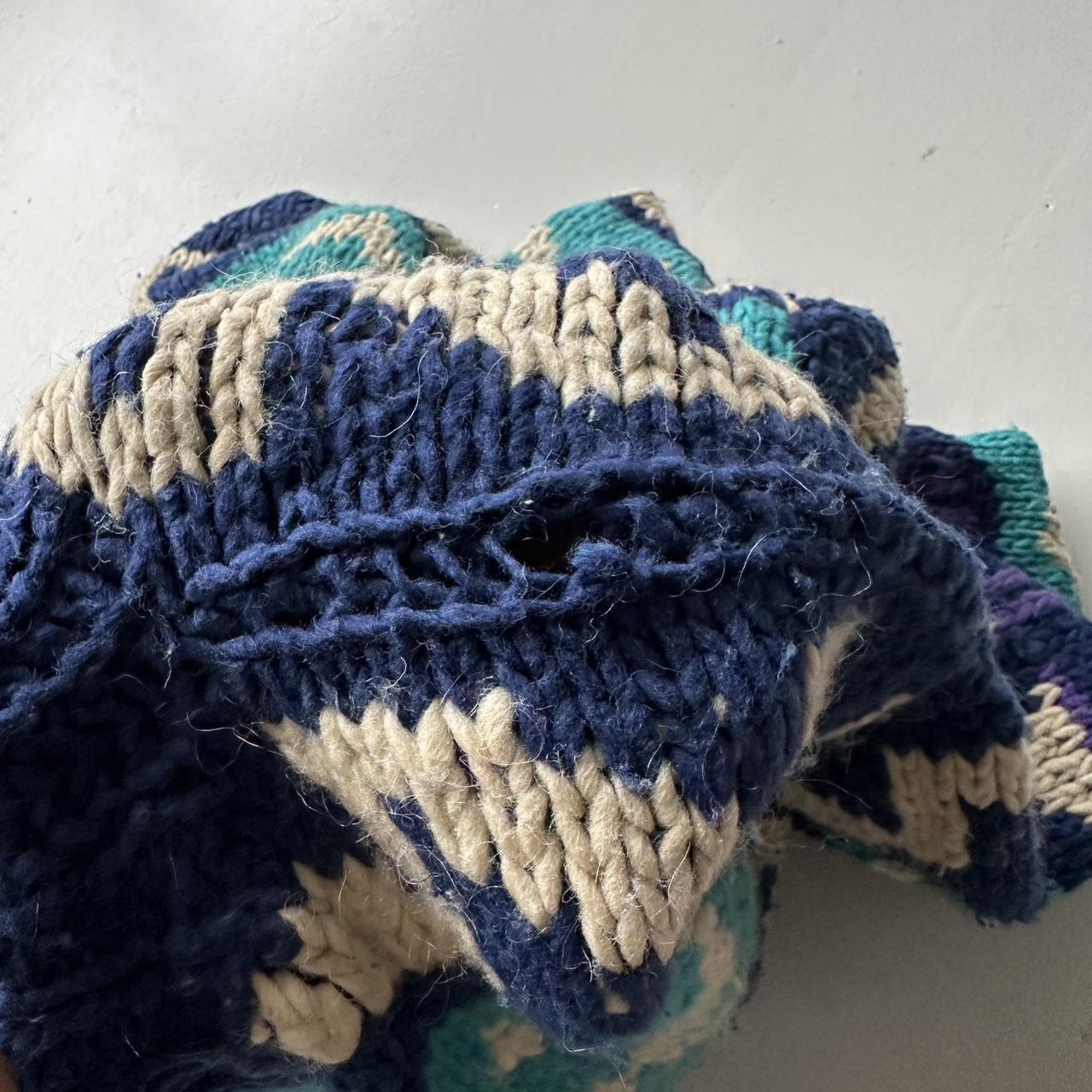 Blue Ecuadorian 80s Chunky Knit Jumper - Large