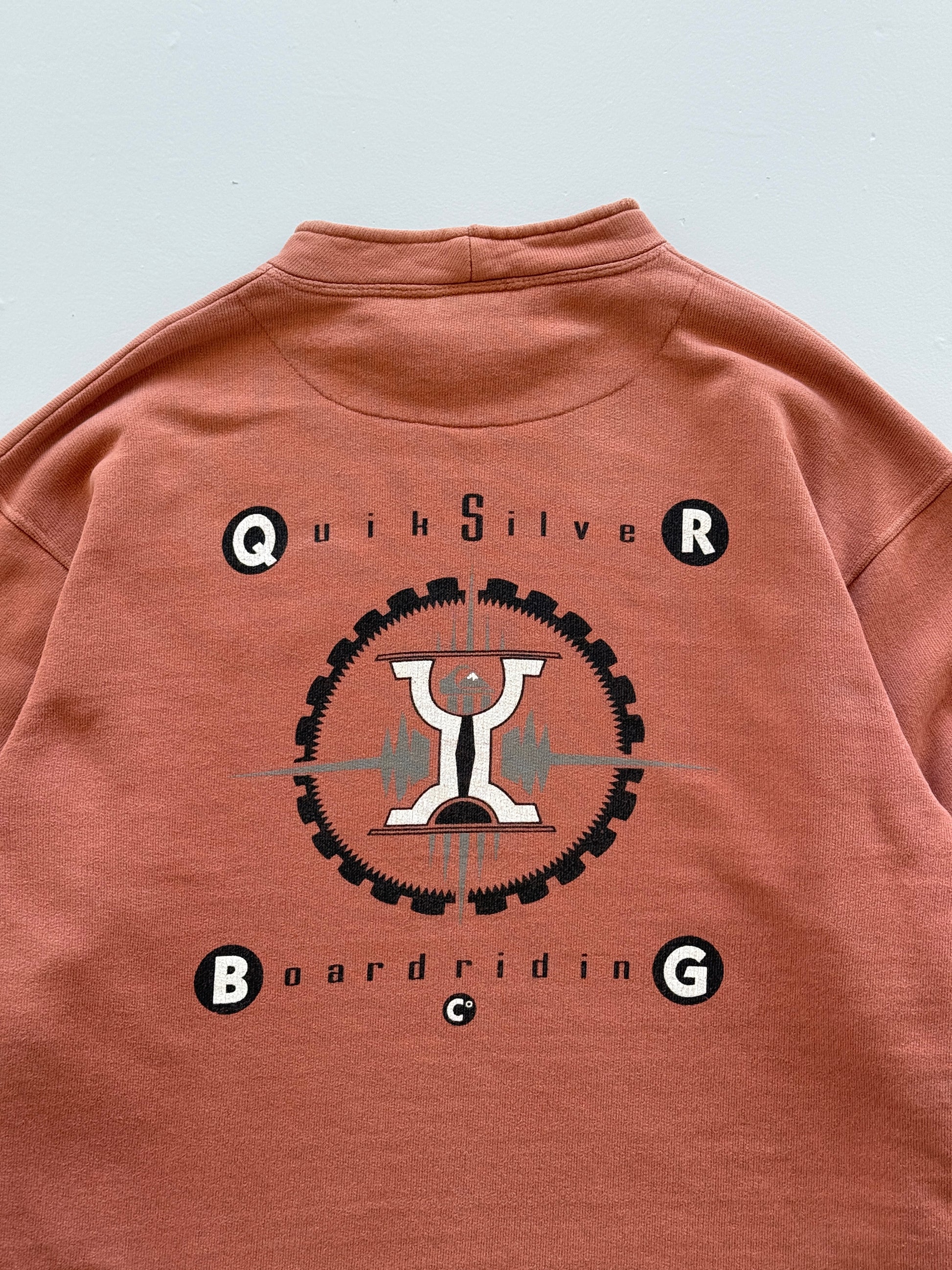 Orange Quiksilver 90's Vintage Surfer Graphic Sweatshirt Jumper- Large