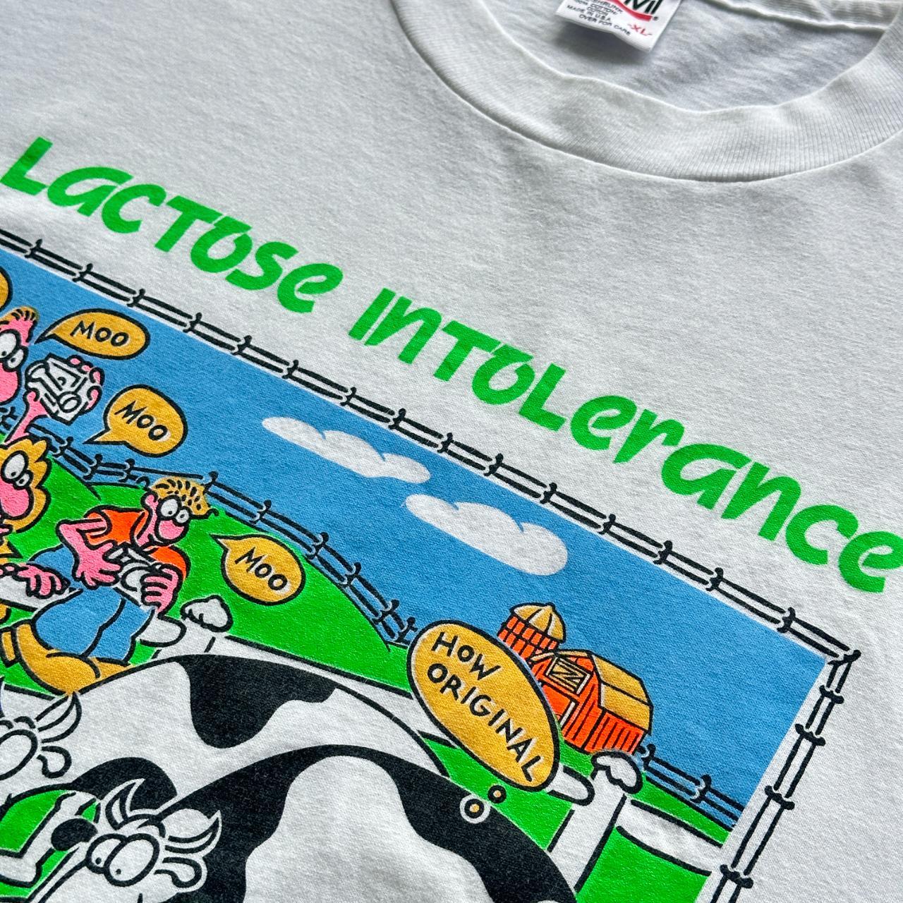 White Lactose Intolerance Vintage 90's T-shirt - XL