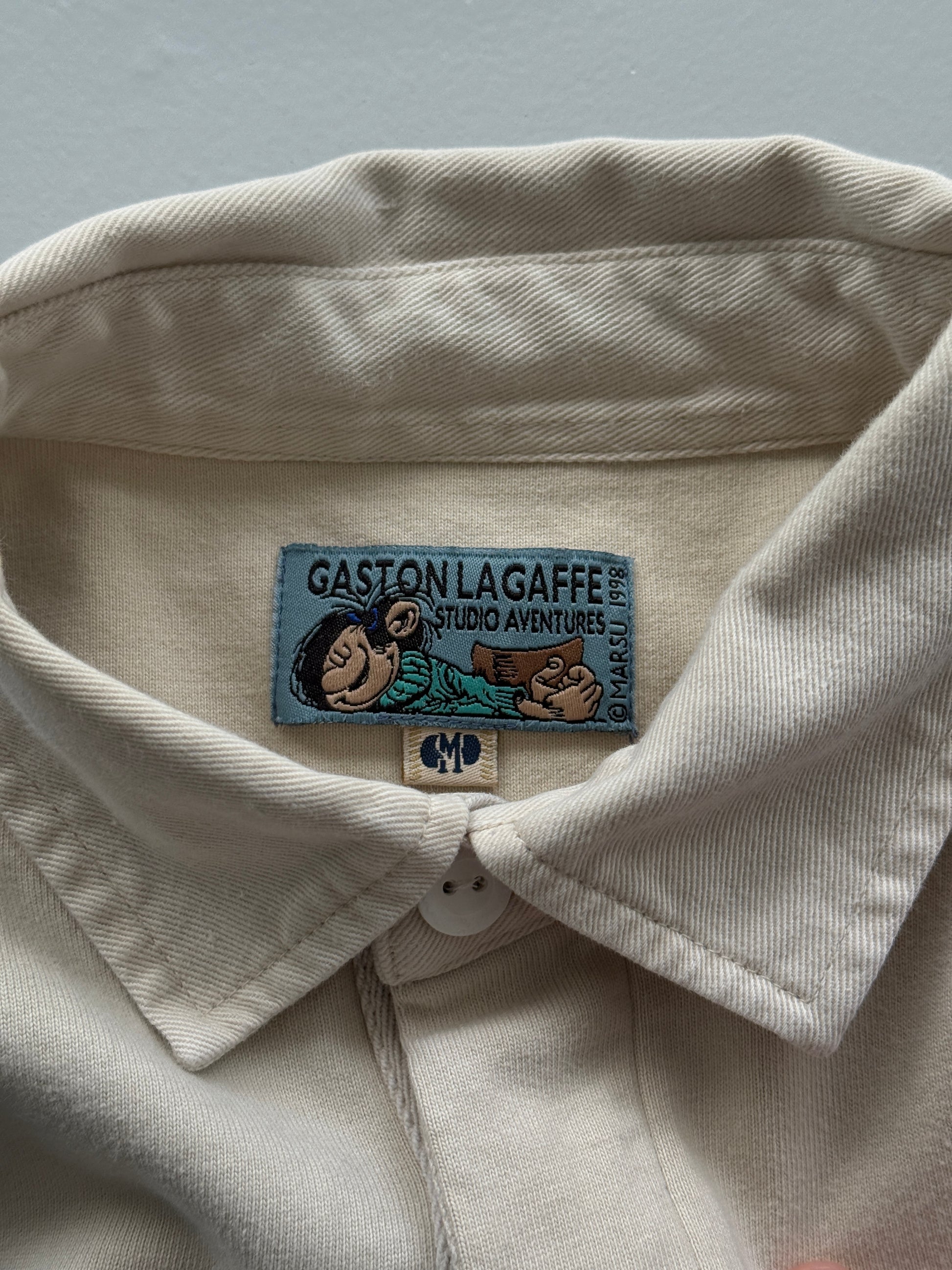 Gaston Lagaffe Studio Adventures Golf Graphic 90's Long Sleeve Rugby Polo - Medi