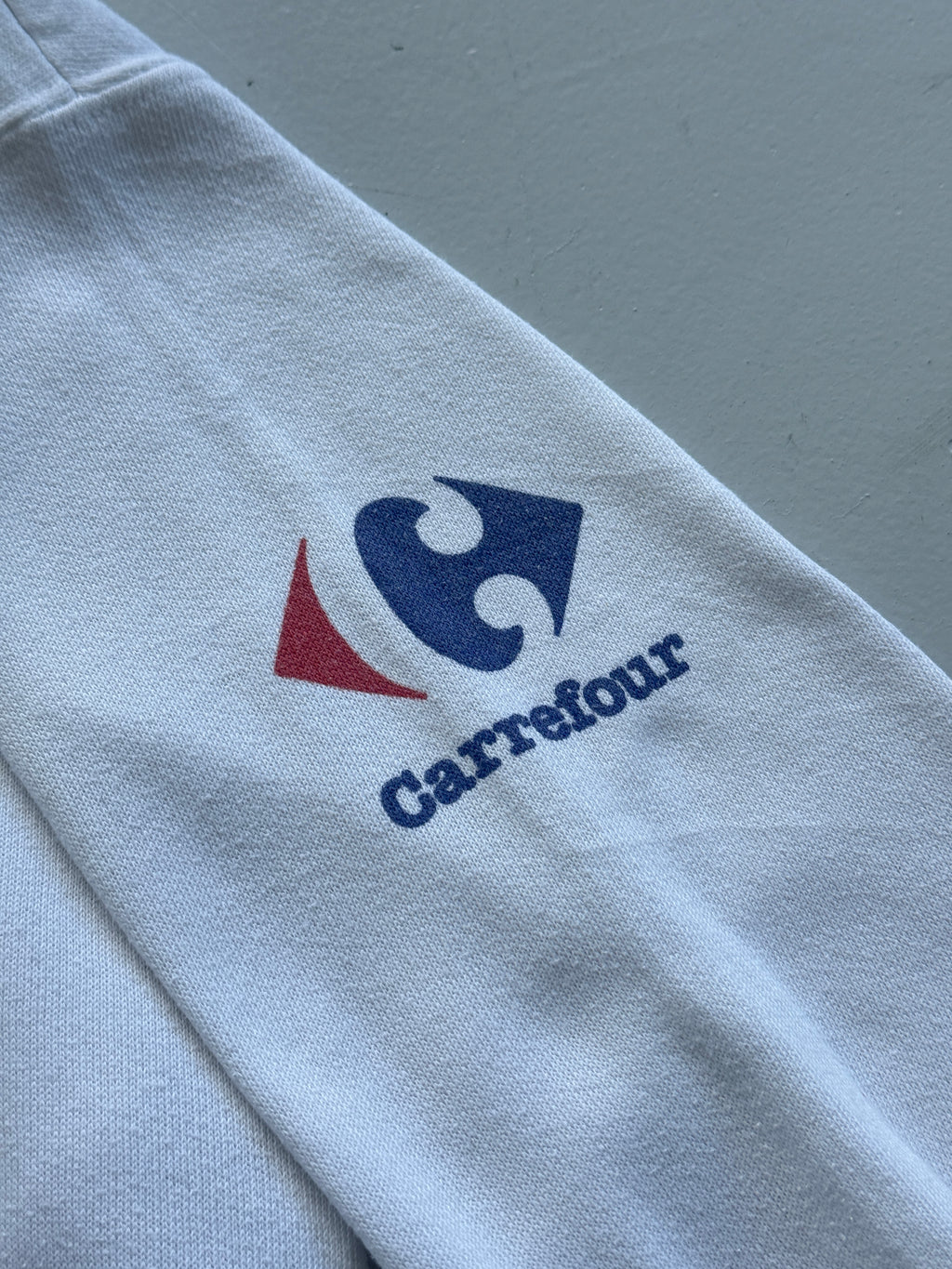 White Carrefour 90's Vintage French Graphic Sweatshirt Jumper - Large