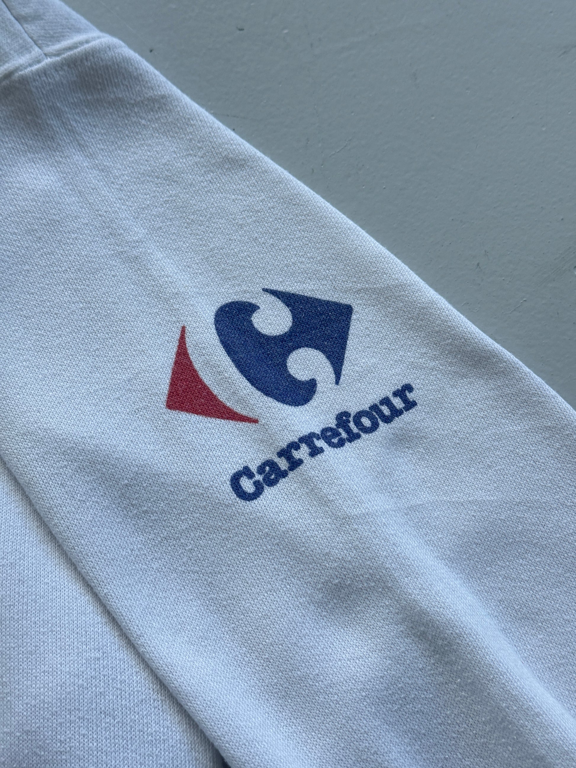White Carrefour 90's Vintage French Graphic Sweatshirt Jumper - Large