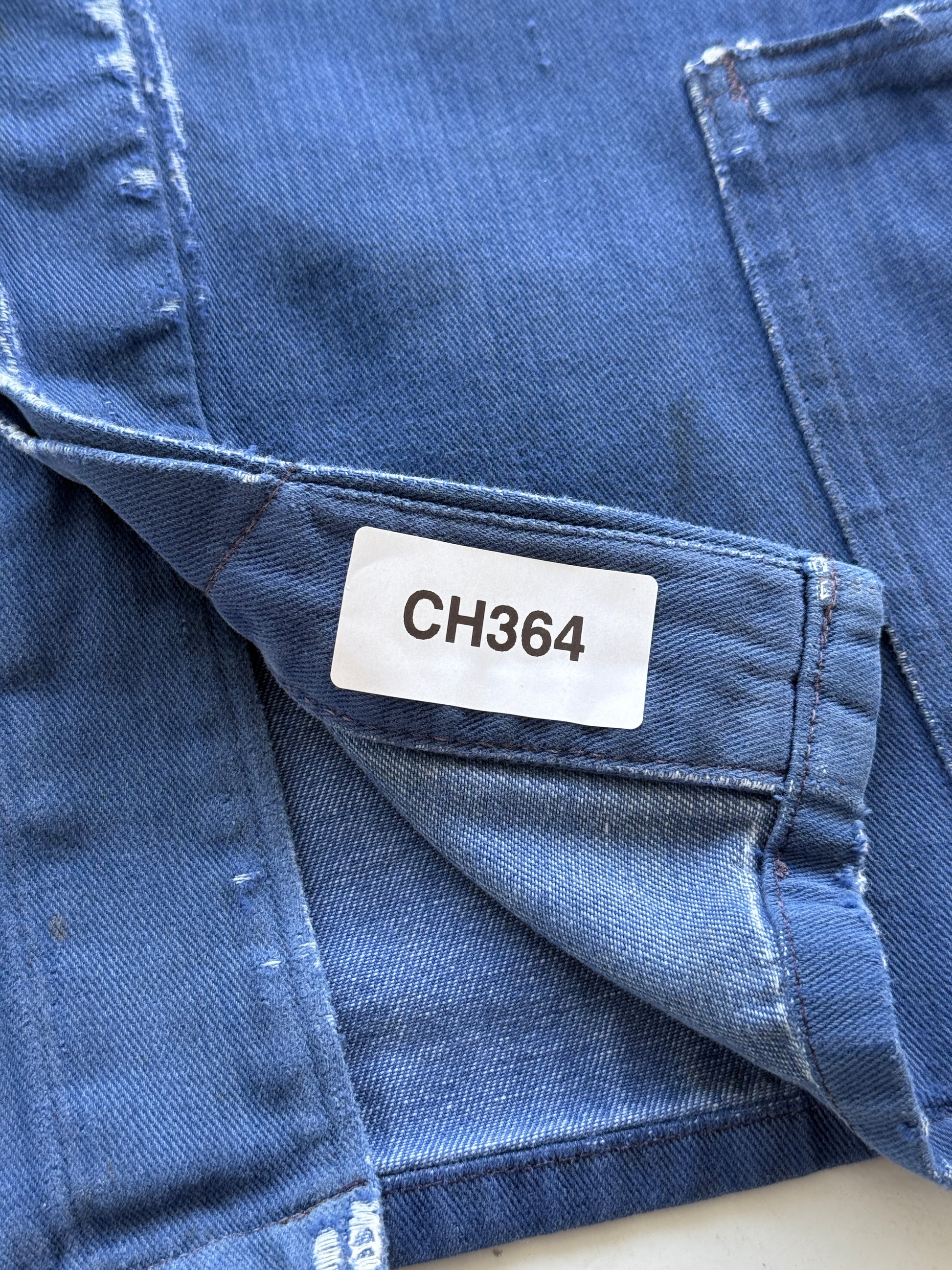 Thrashed Blue French Vintage Workwear Chore Jacket CH364 - Small