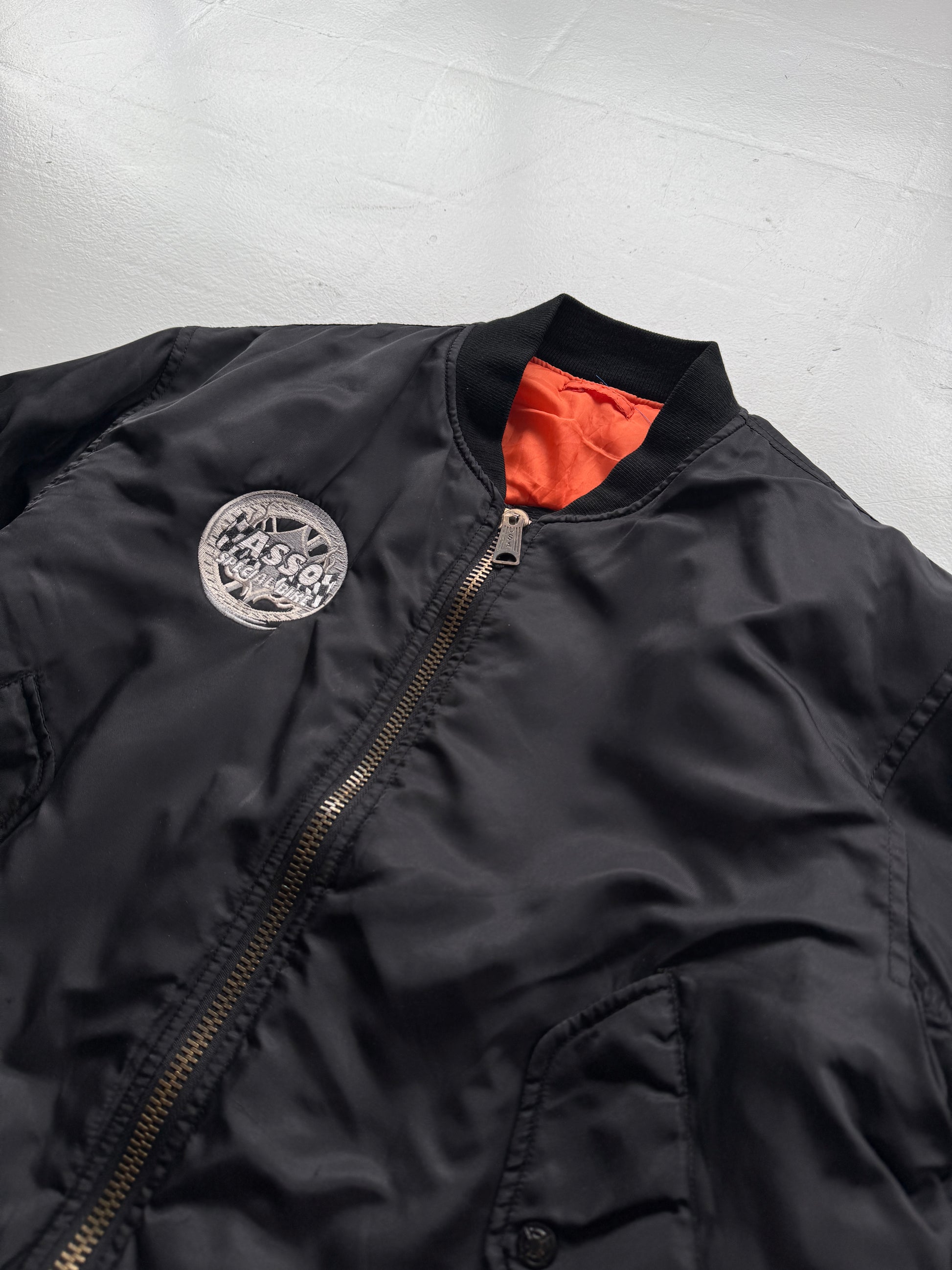 Black Asso Biker 90's Vintage Bomber Jacket - Small