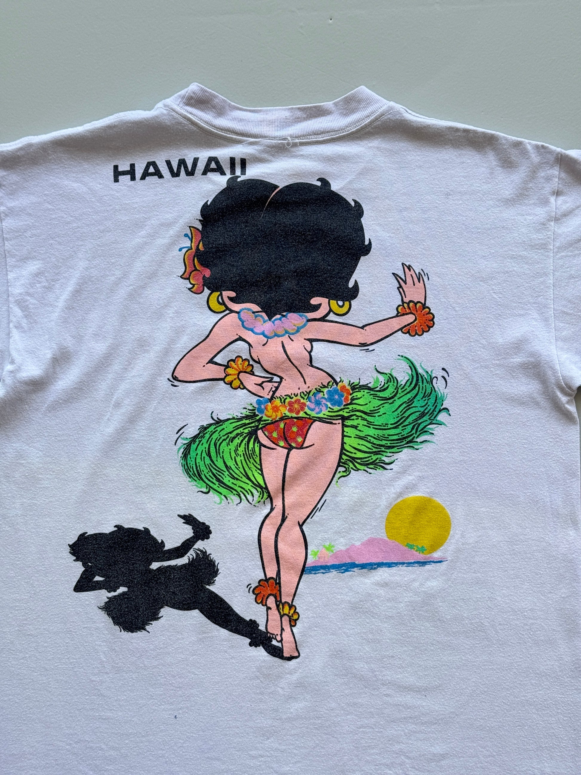 White Betty Boop 90's Vintage Graphic Single Stitch Tourist T-Shirt - Medium