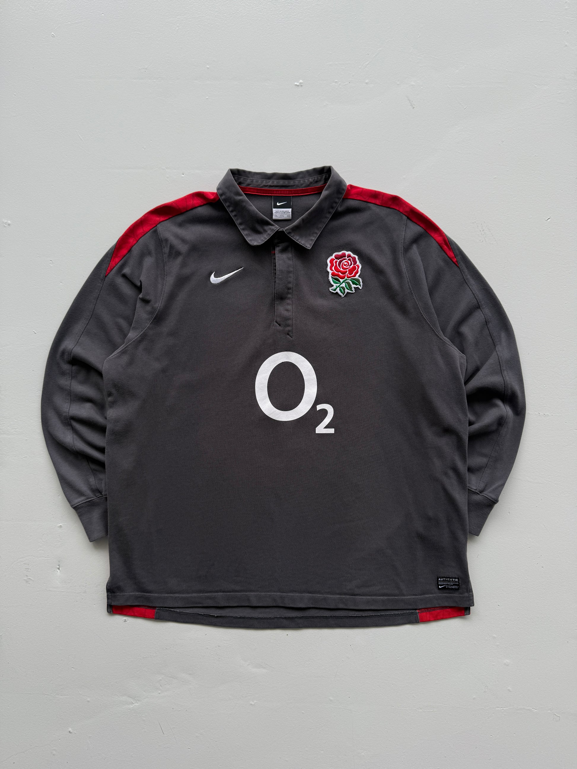 Nike England O2 03/04 Away Long Sleeve Rugby Polo Jersey - XL