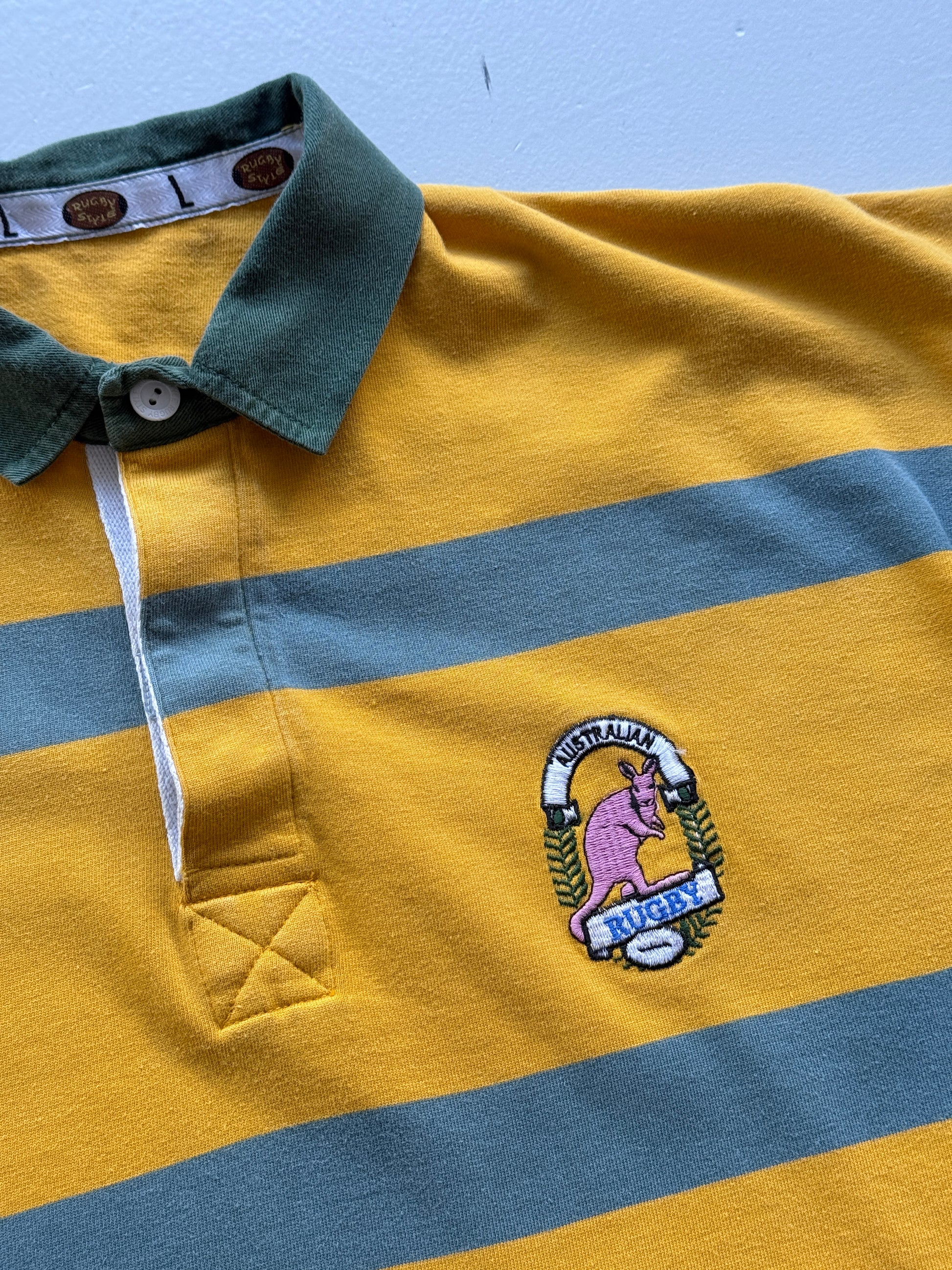 Yellow Australia 90's Vintage Short Sleeve Rugby Jersey - Medium