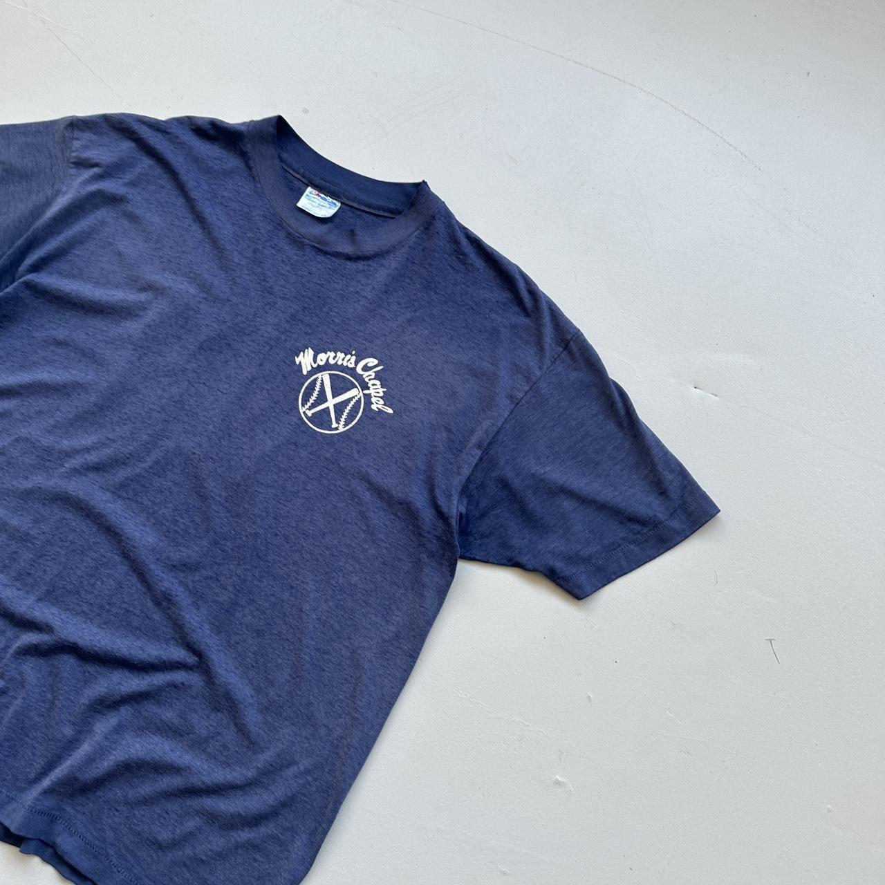 Faded Blue Baseball 90s Vintage T-shirt - XL