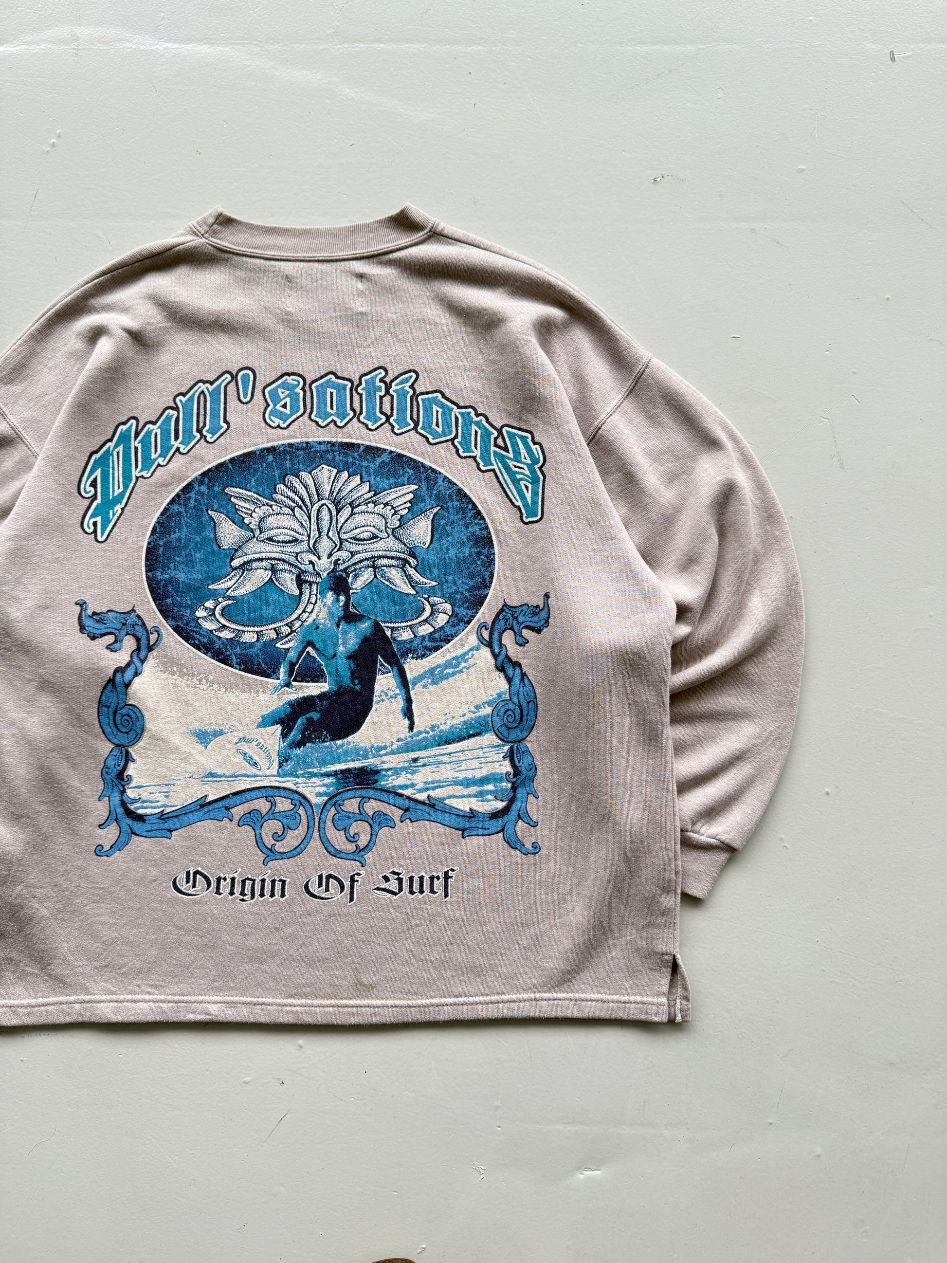 Faded Pink 90's Vintage Surfer Graphic Sweatshirt Jumper - Large