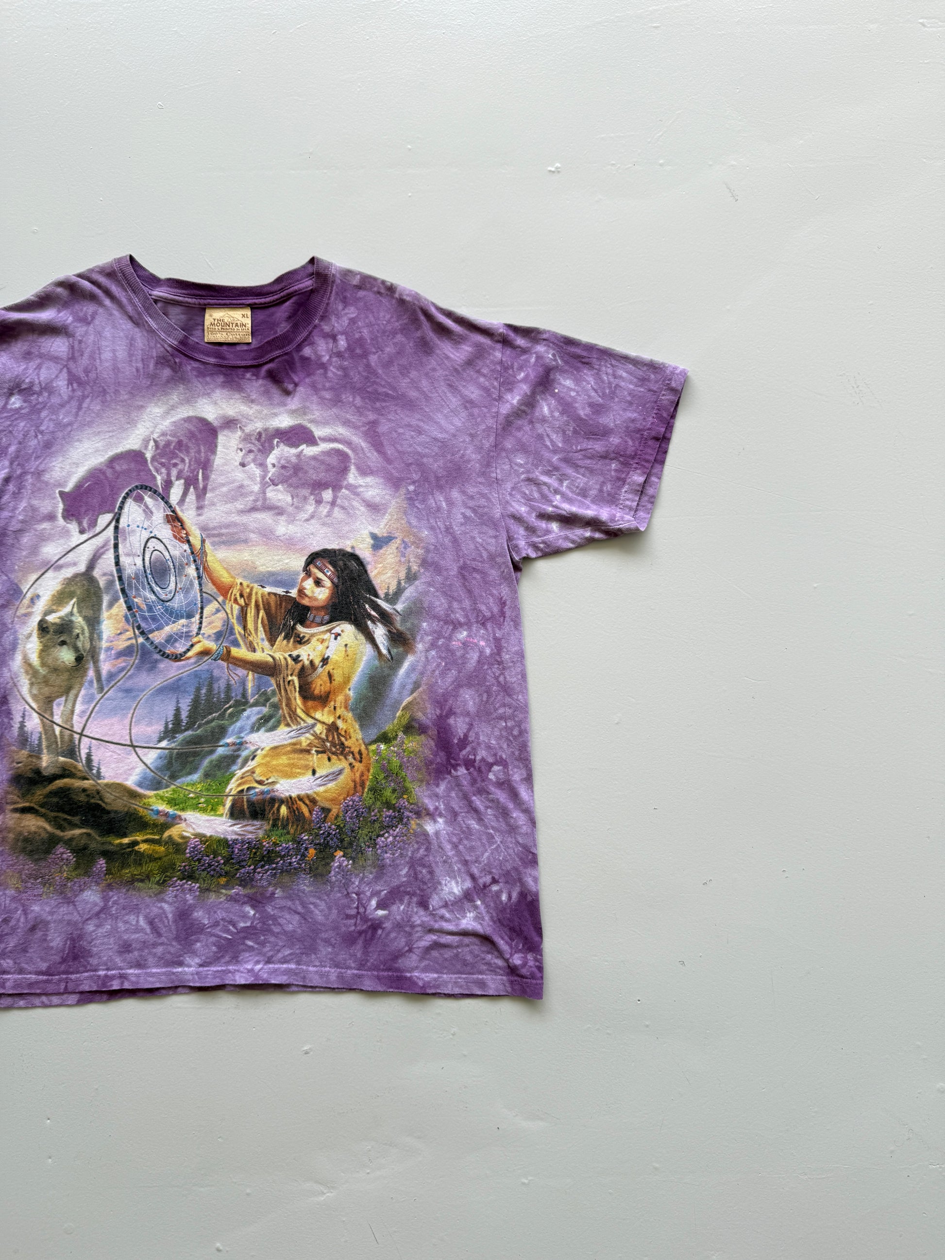 Purple Tie-Dye The Mountain 90's Vintage Hippie Graphic T-Shirt - XL
