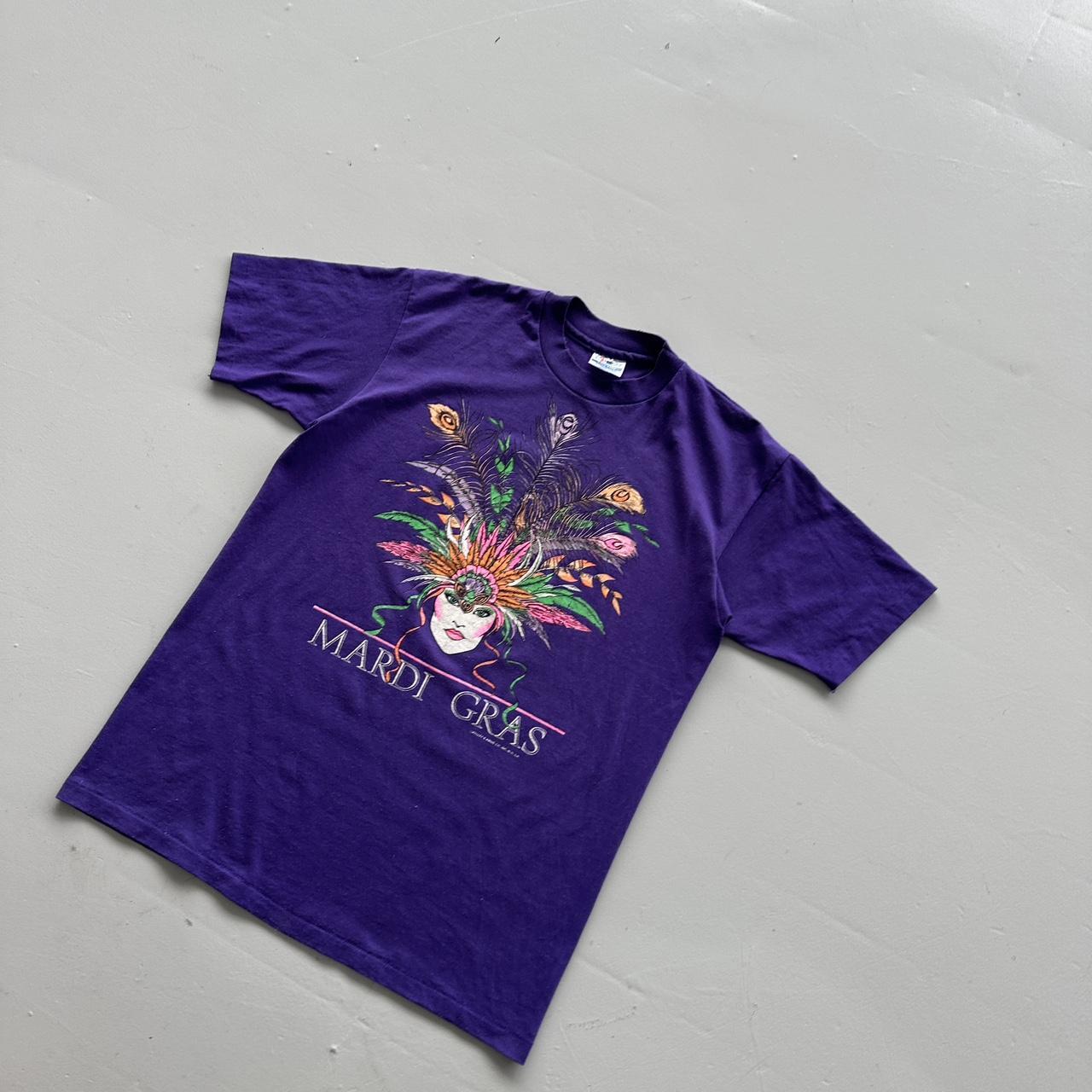 Purple Mardi Gras Vintage 90s T-shirt - Large