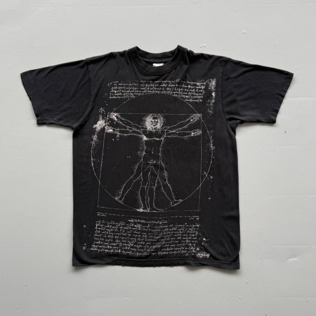 Black DaVinci Vitruvian Man 90s Vintage T-shirt - Large