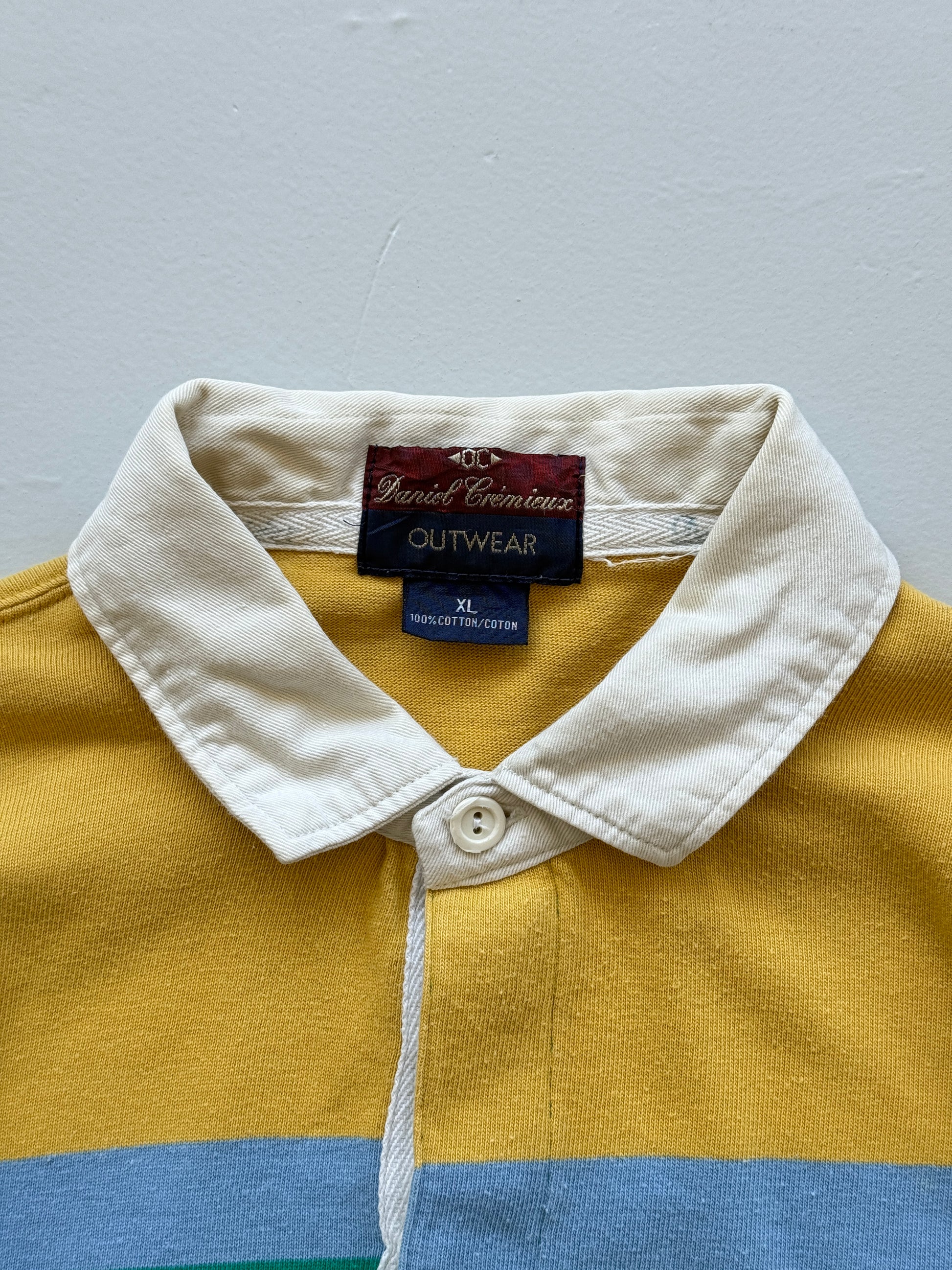Daniel Cremieux Multistripe 90's Vintage Long Sleeve Rugby Polo - Large