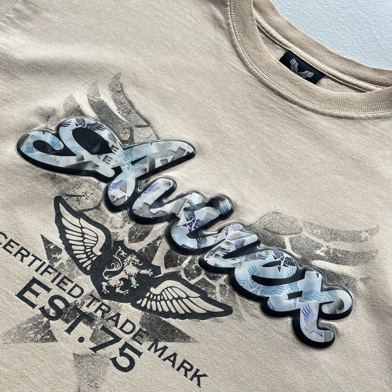 Cream Avirex 3D Logo Vintage 00s Y2K T-shirt - Large