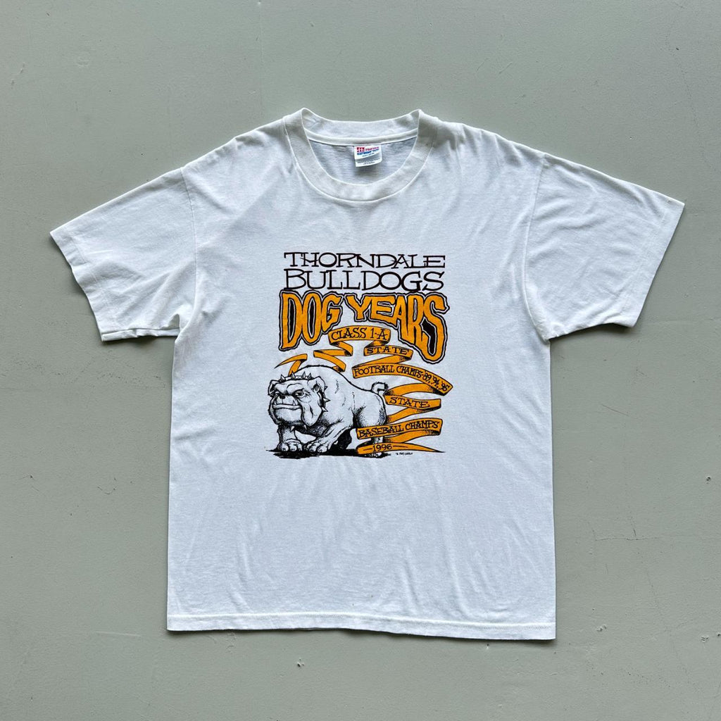 White Thorndale Bulldogs Vintage 90's T-shirt - Large