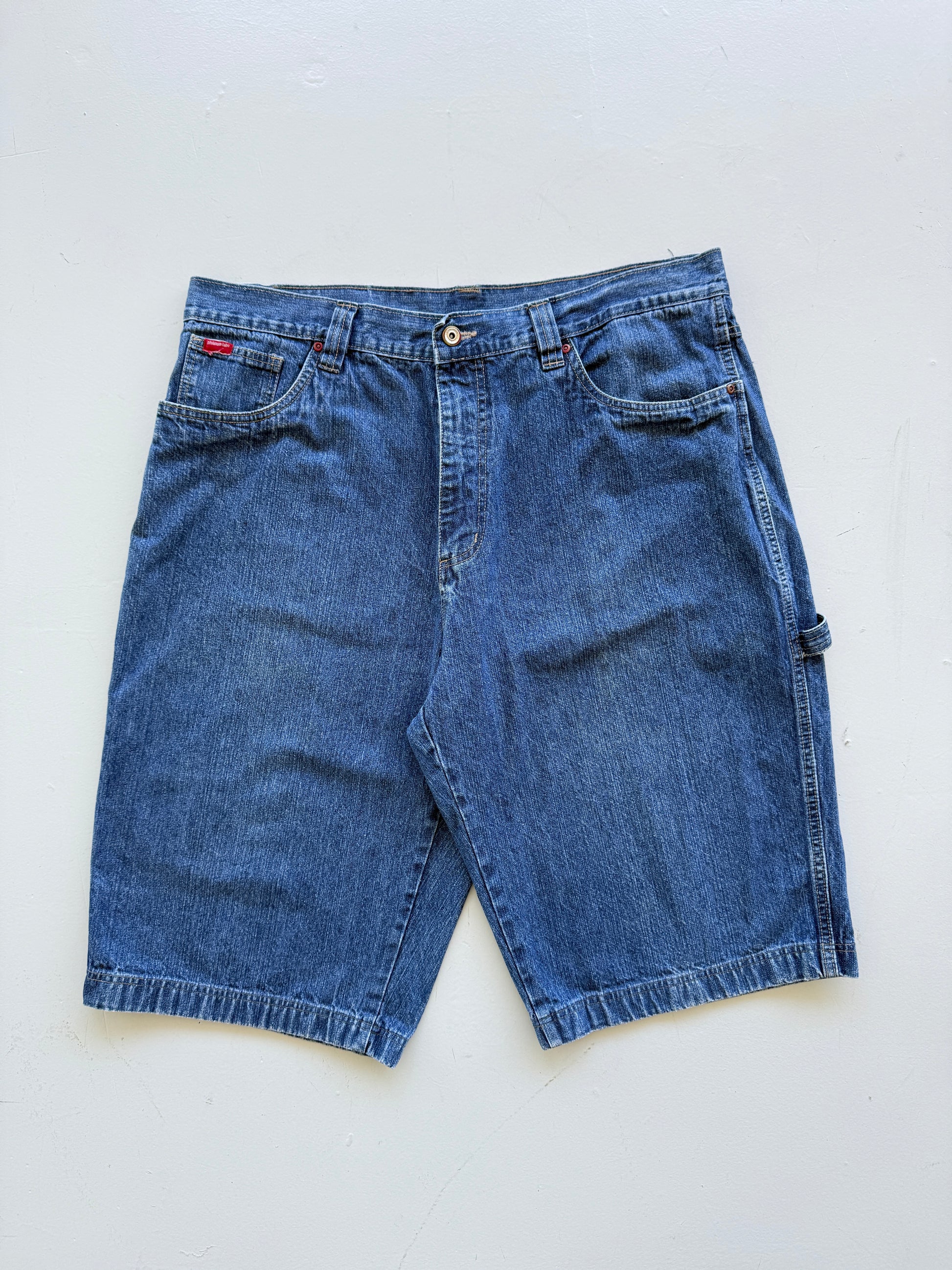 Mid Blue Fubu 90's Vintage Baggy Hip Hop Denim Shorts - W40 x L14