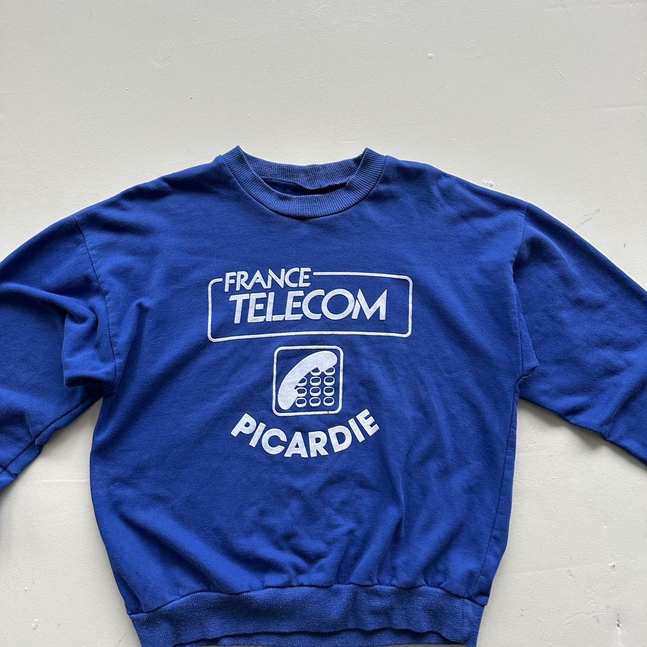 Blue France Telecom Vintage Graphic Sweatshirt - Medium Oversized