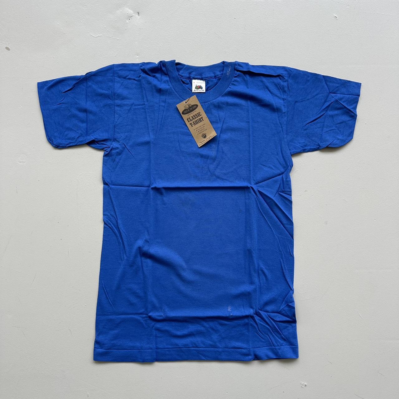 Deadstock Single Stitch Fruit of The Loom Blue Vintage T-shirt - Small