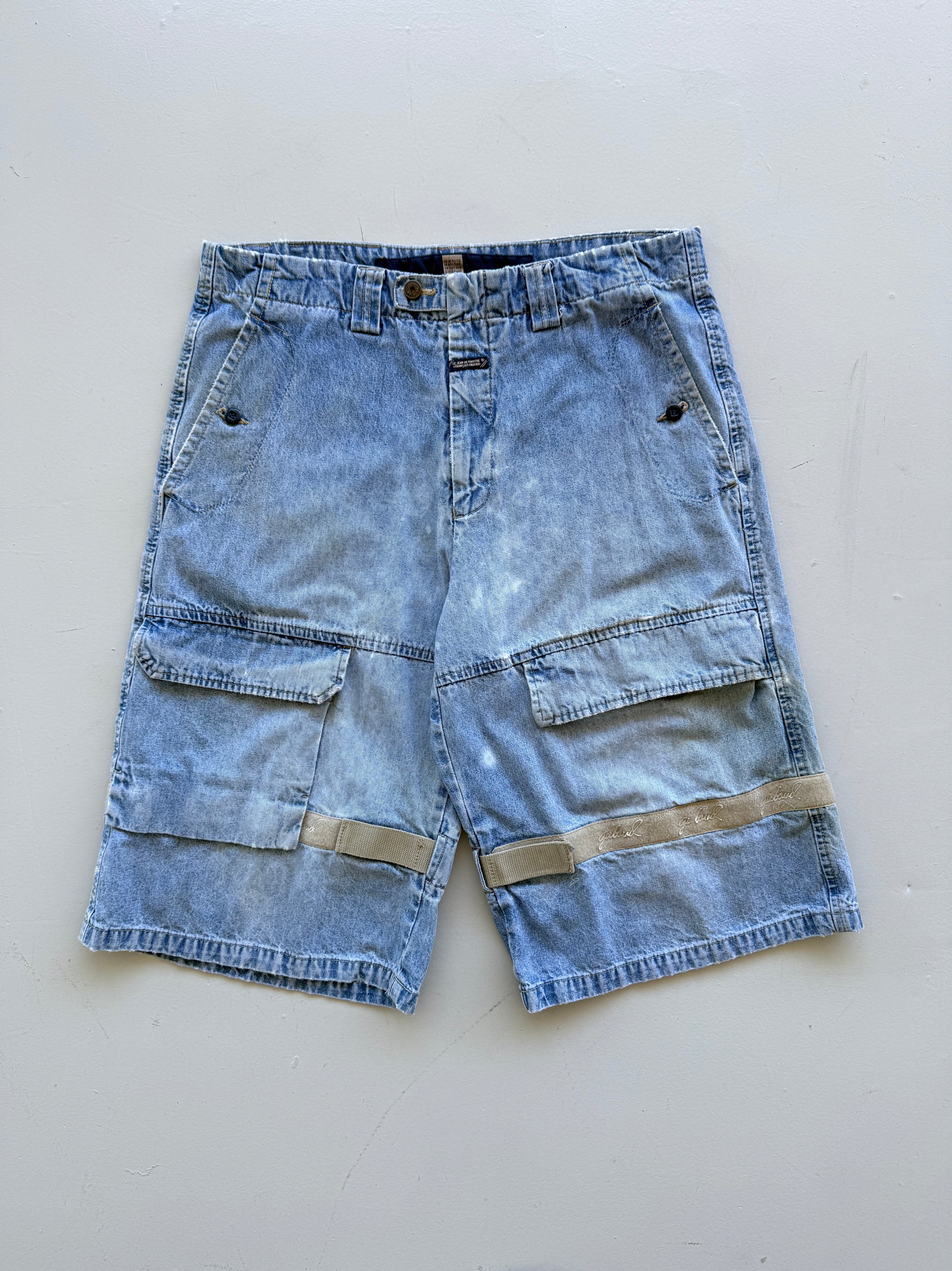Light Blue Le Jean De Marithe Francois Girbaud 90's Vintage Cargo Shorts - W36