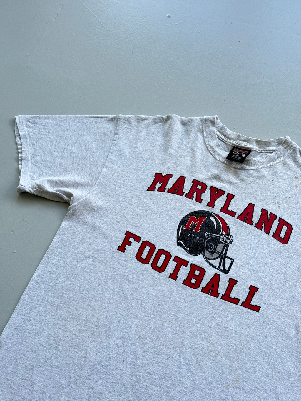 Grey Maryland Football 90's Vintage Single Stitch Graphic T-Shirt - XL