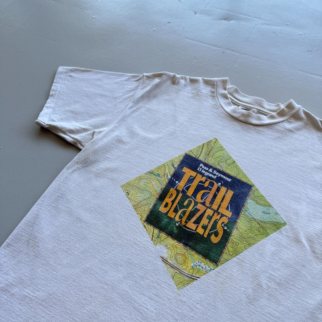 White / Cream Trail Blazers Vintage 90s T-shirt - XL