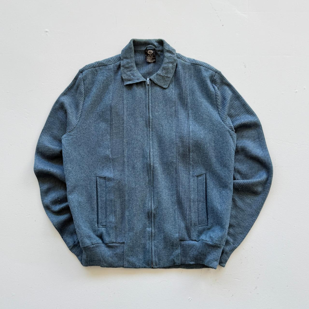 Blue C&A Full Zip Knitted Jacket 80s Knit - Large