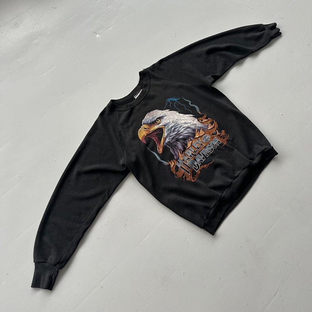 Black Harley Davidson 3D Emblem Rare 90’s Vintage Sweatshirt - Medium