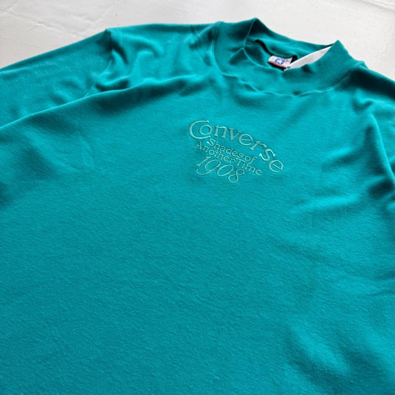 Light Blue Converse 90's Deadstock Graphic Mock Neck Sweatshirt - Large