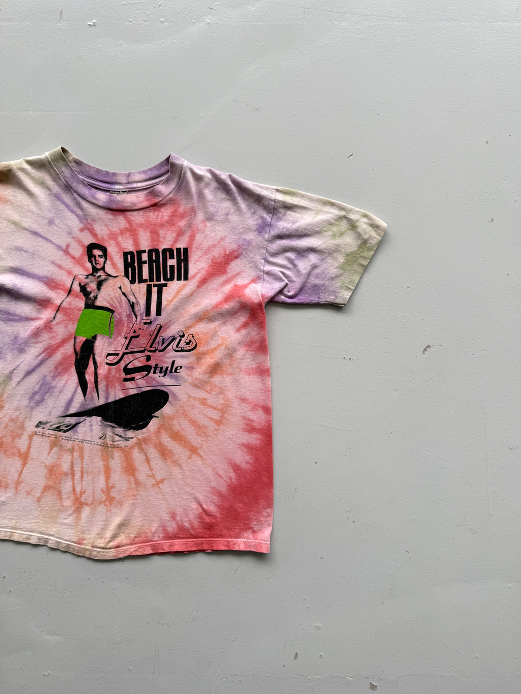 Pink Tie Dye Elvis 90's Vintage Graphic Single Stitch T-Shirt - Small