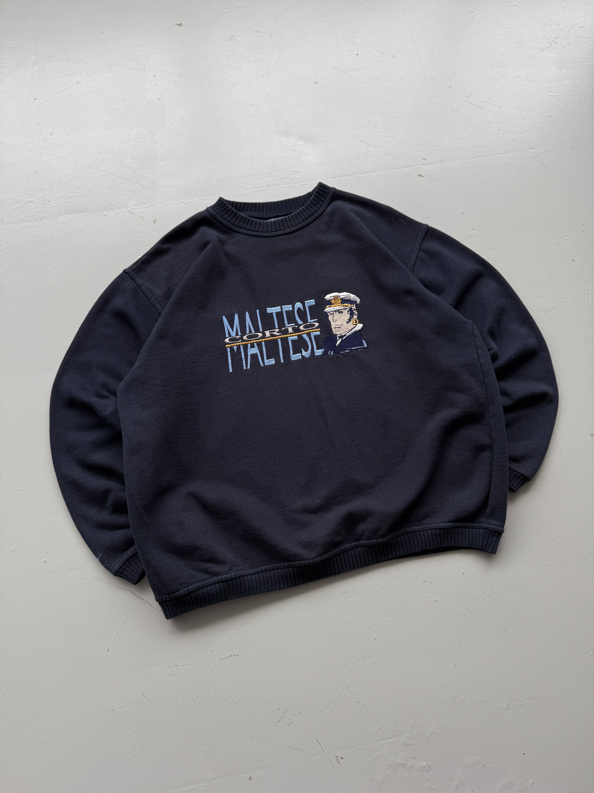 Navy Vintage Corto Maltese Sweatshirt 90's Sweater- Large