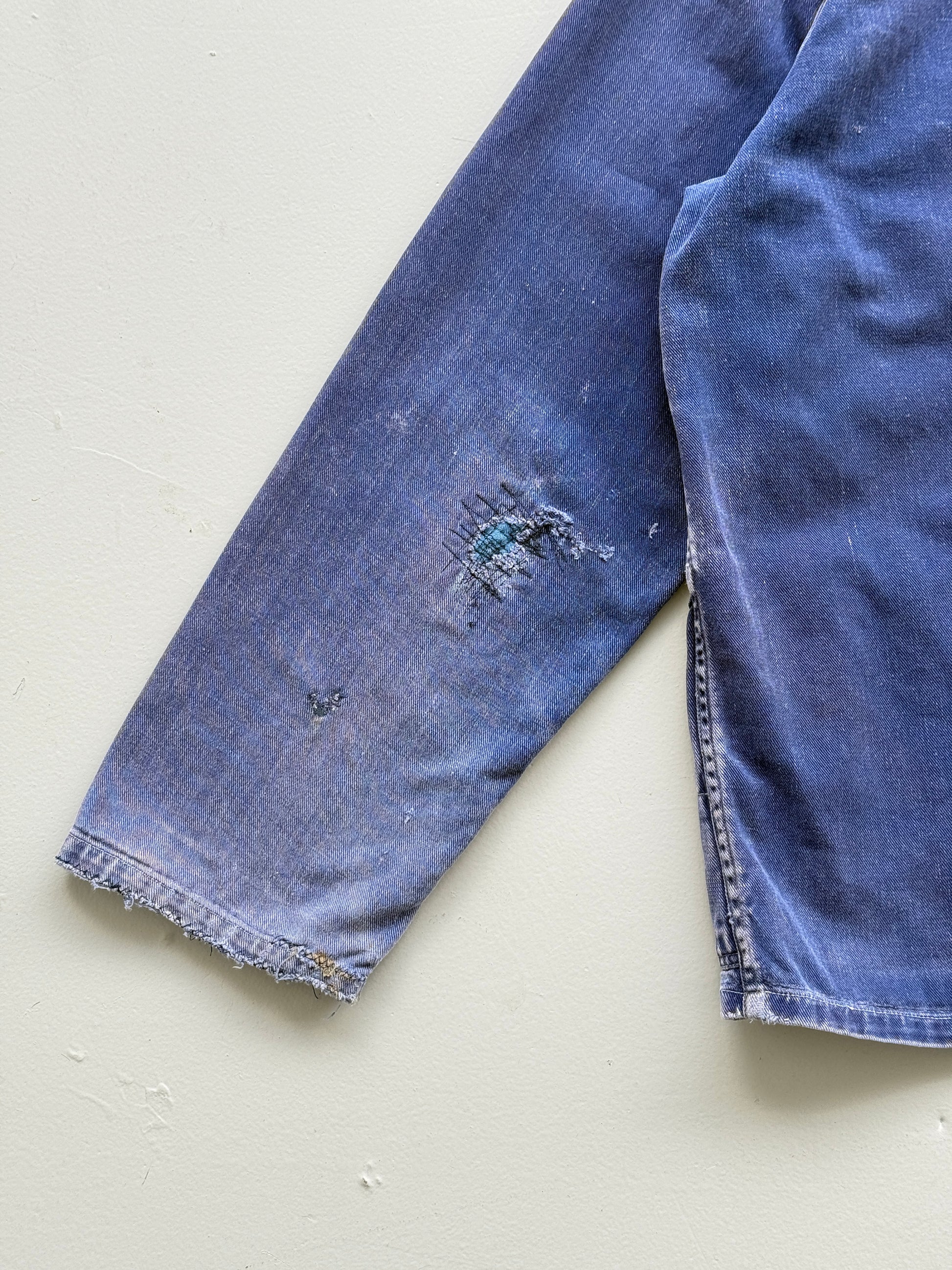 Thrashed Blue French 60's/70's Vintage Workwear Chore Jacket CH384 - Medium
