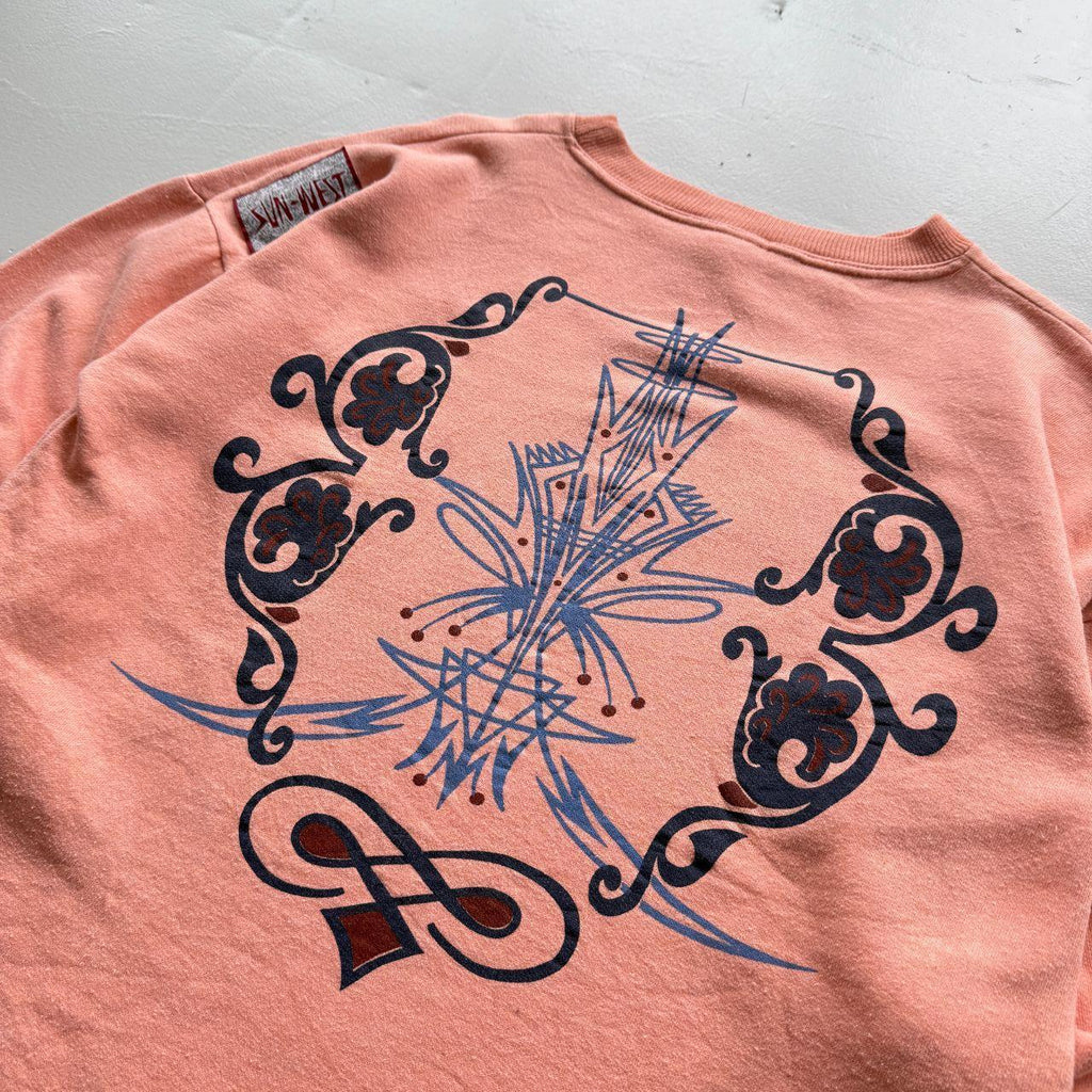 Peach 90s Vintage Surfer Graphic Sweatshirt - Medium
