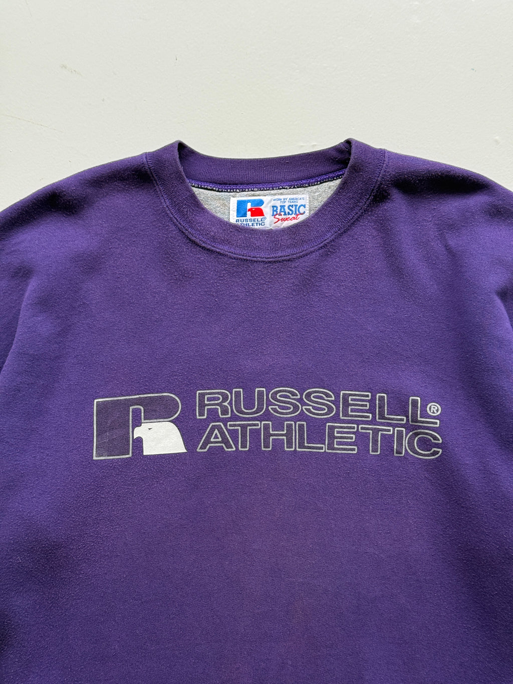 Russell Athletic Basic Sweat 90's Vintage Purple Sweatshirt - Medium
