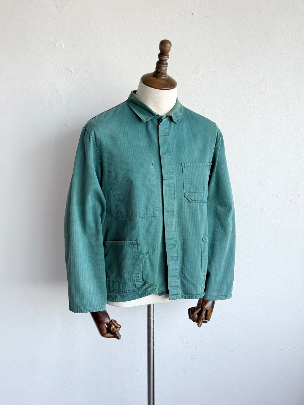 Thrashed Green French 1960s Vintage Workwear Chore Jacket CH504