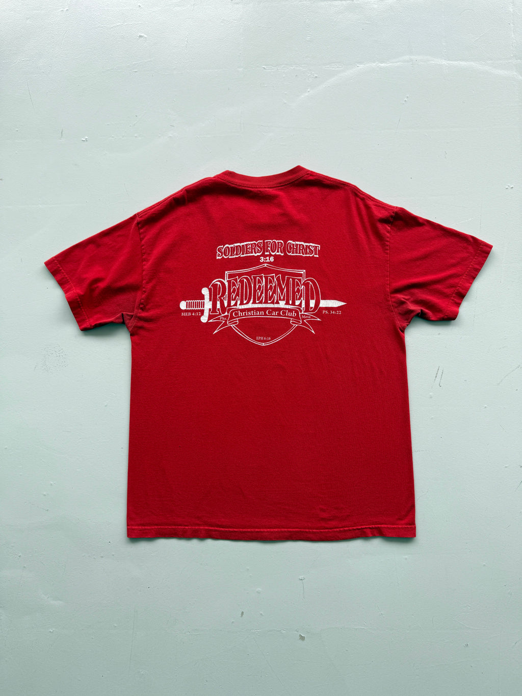 Red Redeem Christian Car Club 90's Vintage Graphic T-Shirt - XL