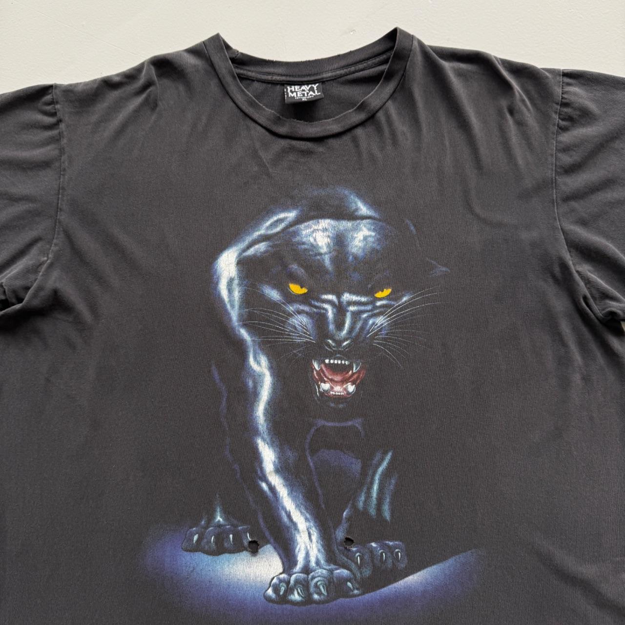 Black Heavy Metal Panther 90s Vintage Graphic T-Shirt - XL