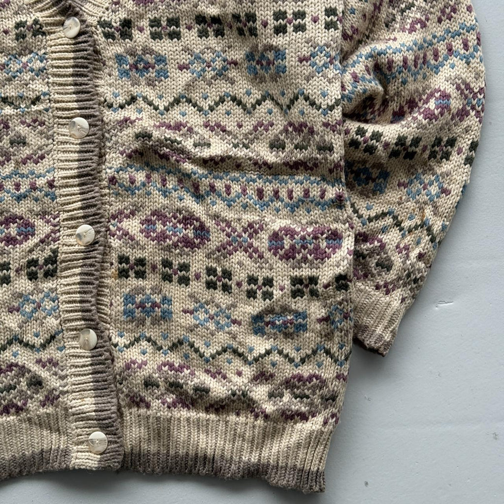 Cream Knitted 90s Vintage Cardigan Jumper - XL