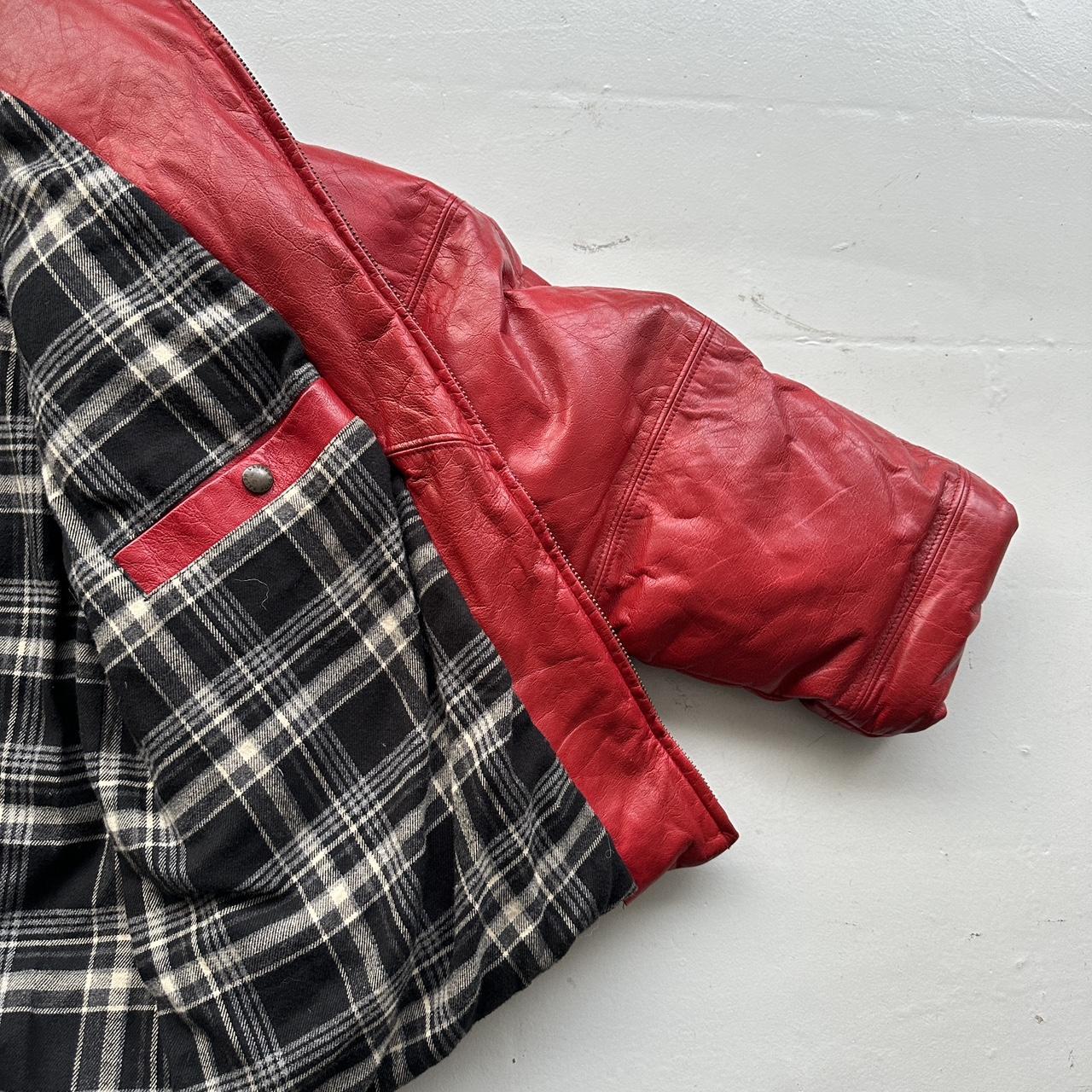 Polo Ralph Lauren Rare Red Leather 90s Puffer Jacket - Medium